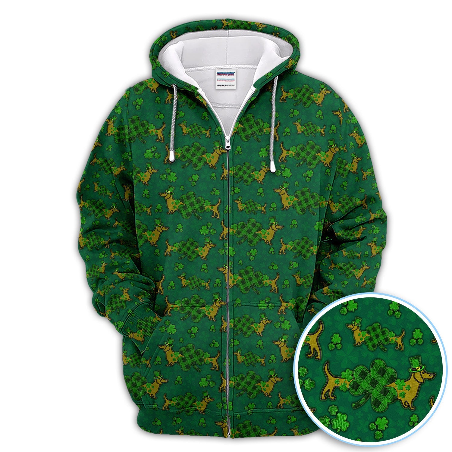 St. Patrick’s Day Golf Polos, Funny Dachshund Shamrock Golf Shirt For Men, Crazy Golf Gift For Golfer