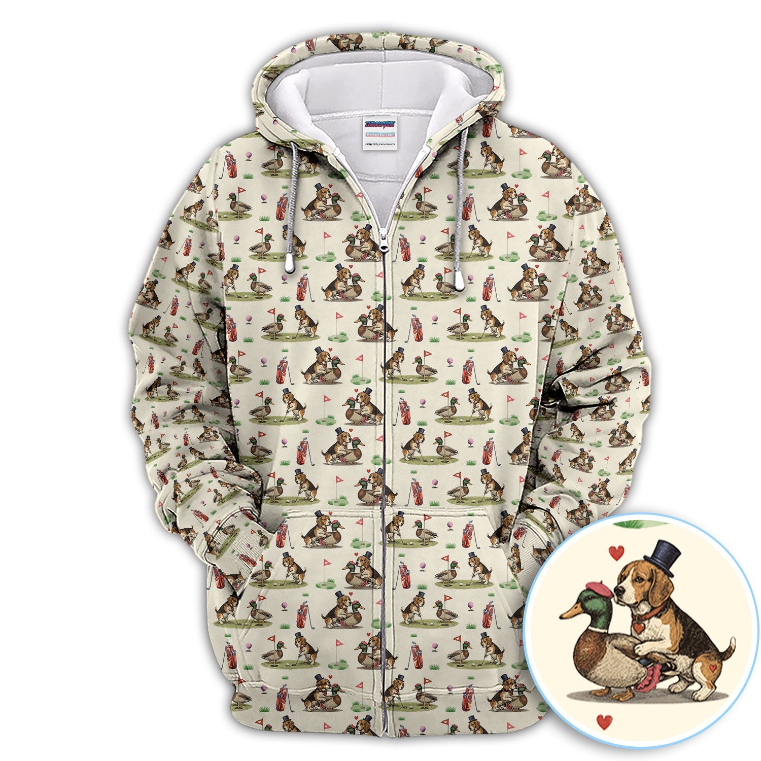 Beagle Pattern Golf Shirt, Valentine Love Golf Shirt For Hunter Lover, Golf Gift For Golfer