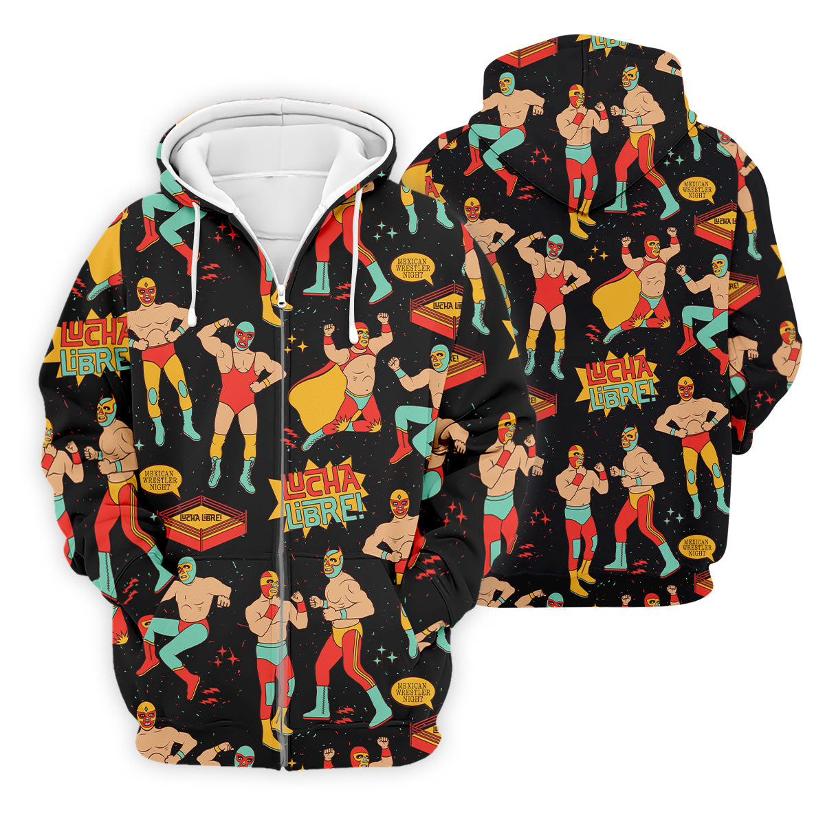 Black Lucha Libre Mexican Wrestler Pattern Golf Shirt, Golf Shirts For Men, Mens Golf Apparel