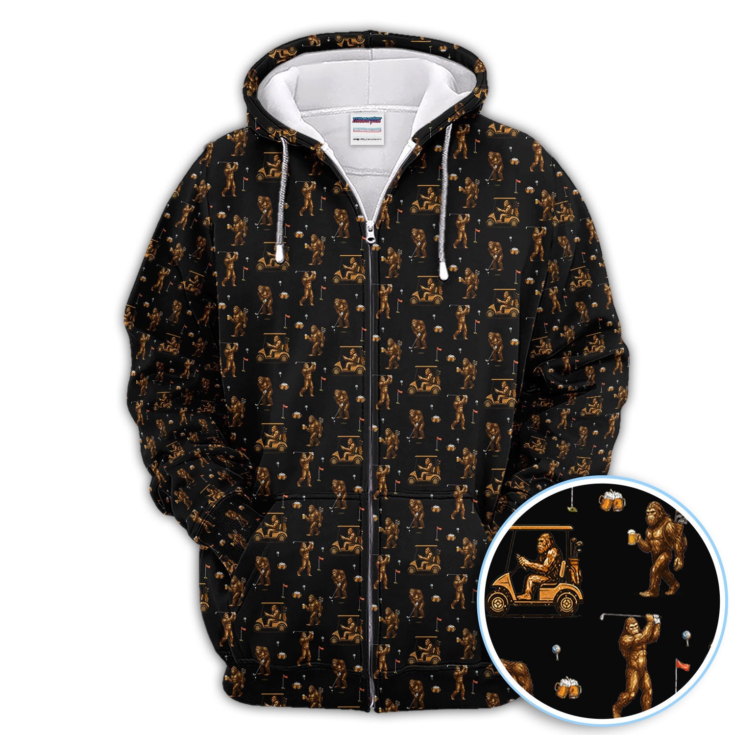 Funny Bigfoot Golf Shirt, Squatch Bigfoot And Beer Pattern Golf  Polos, Crazy Golf Gift For Golfer