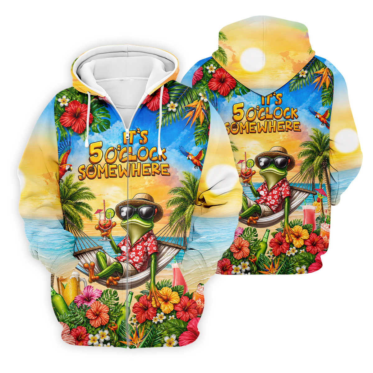Frog Hammock 5 Oclock Somewhere Tropical Golf Shirt, Golf Shirts For Men, Mens Golf Apparel