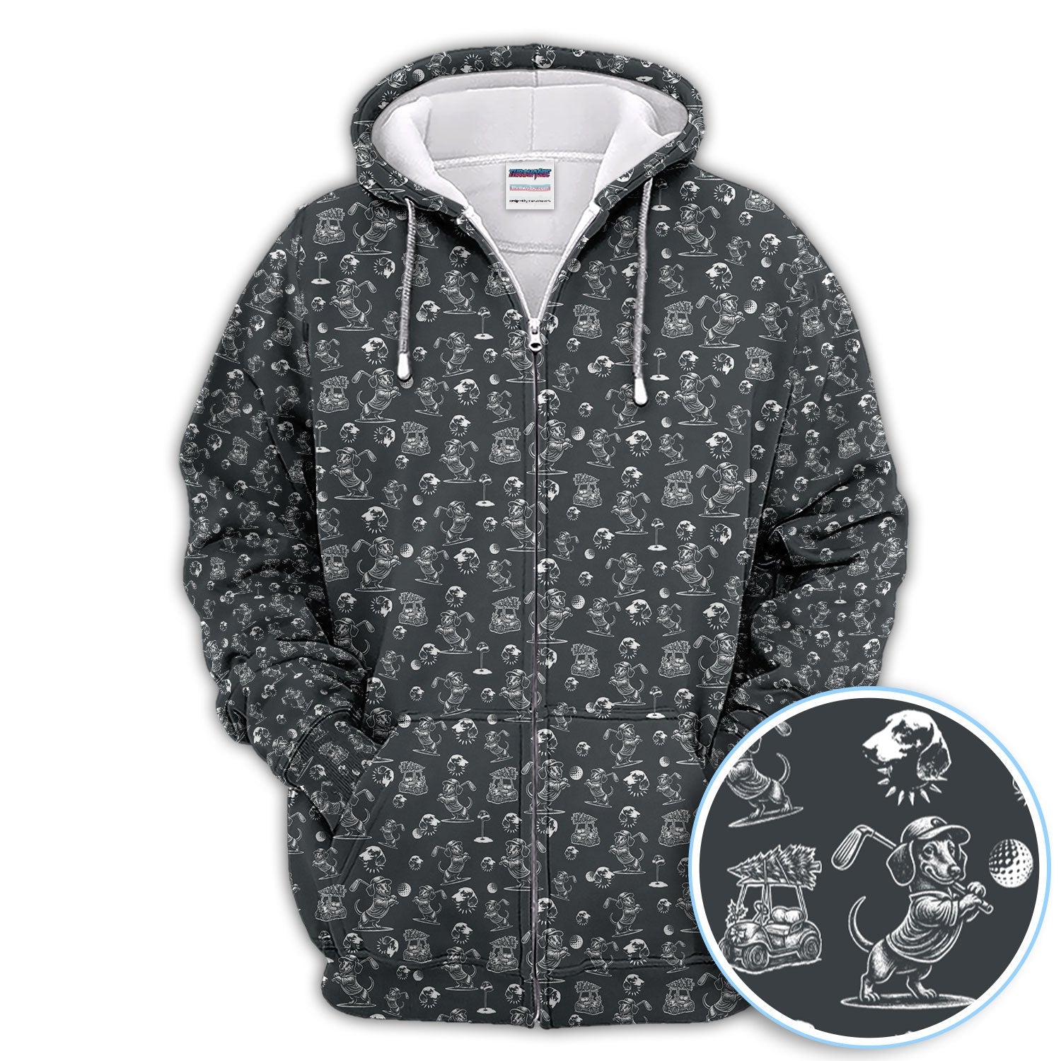Dachshund Pattern Golf Shirt for Men, Funny Golf Polos, Golf Gift For Men
