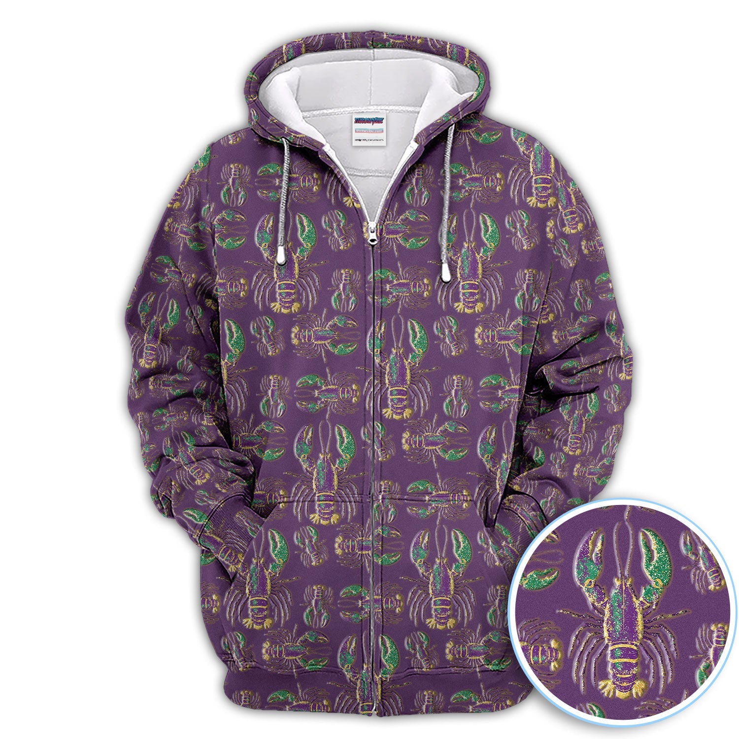 Mardi Gras Crawfish Pattern Golf Polos, Crazy Louisiana Crawfish Golf Shirt For Men, Golf Gift For Golfer