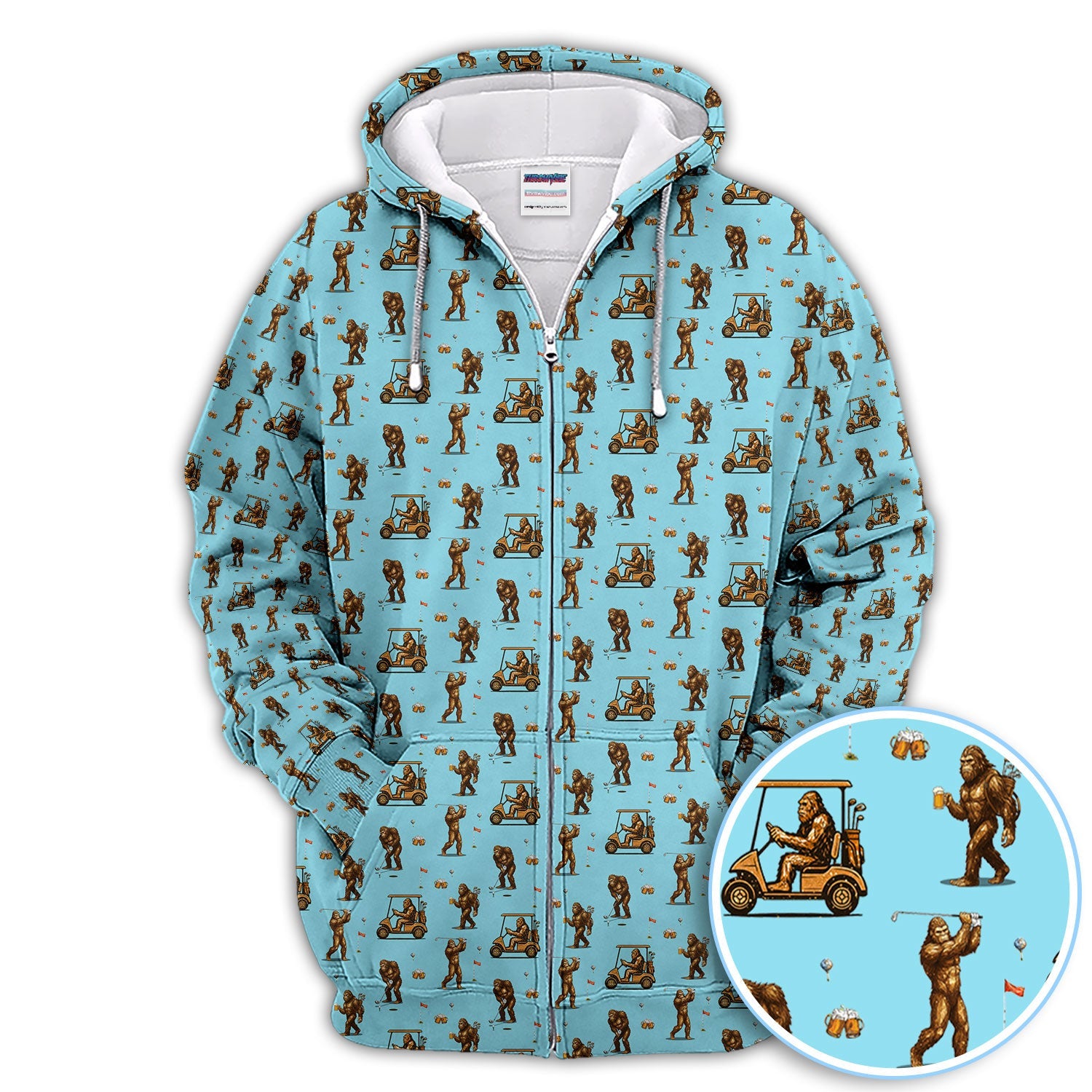 Funny Bigfoot Golf Shirt, Squatch Bigfoot And Beer Pattern Golf  Polos, Crazy Golf Gift For Golfer