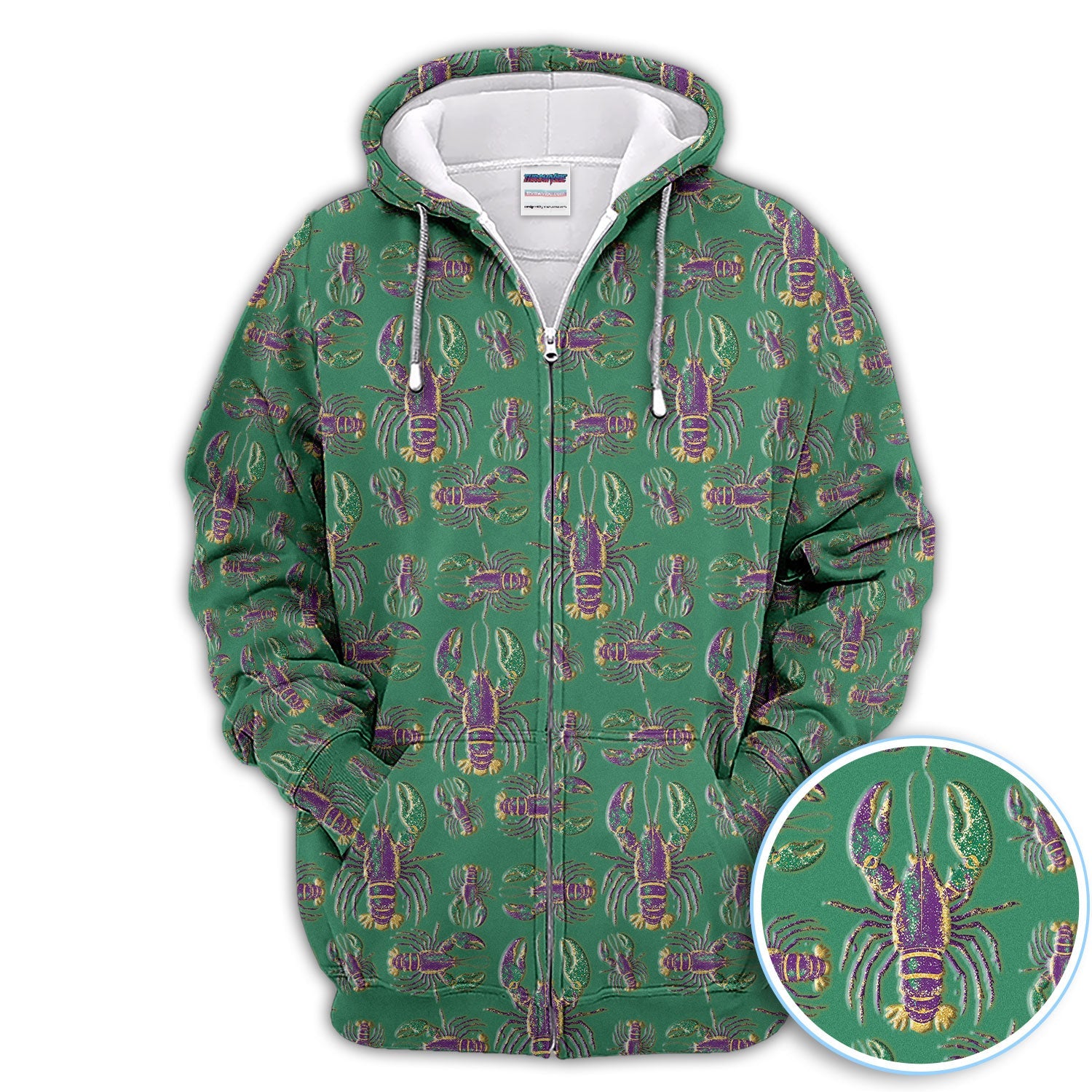 Mardi Gras Crawfish Pattern Golf Polos, Crazy Louisiana Crawfish Golf Shirt For Men, Golf Gift For Golfer