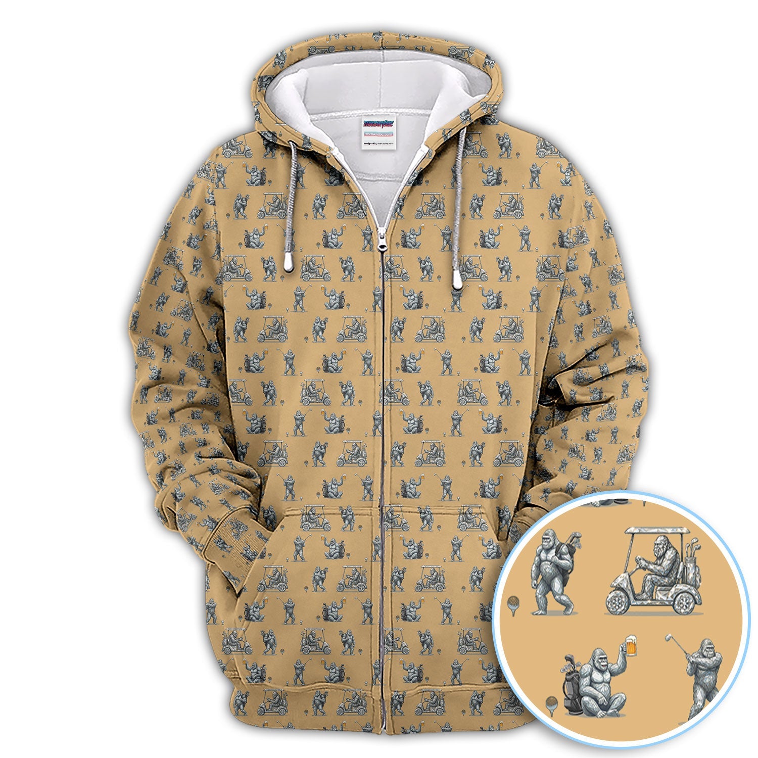 Funny Bigfoot Pattern Golf Shirt, Squatch Bigfoot Golf Polos, Crazy Golf Gift For Men