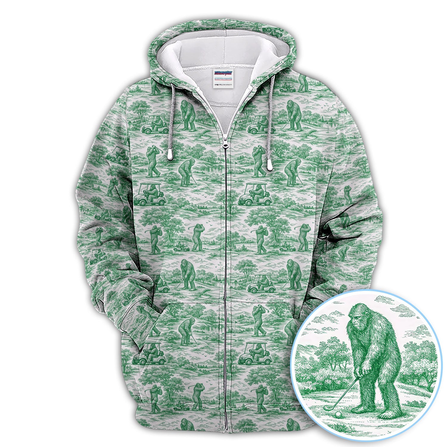 Crazy Bigfoot Pattern Golf Polos, Funny Sasquatch Golf Shirt For Men, Golf Gift For Golfer