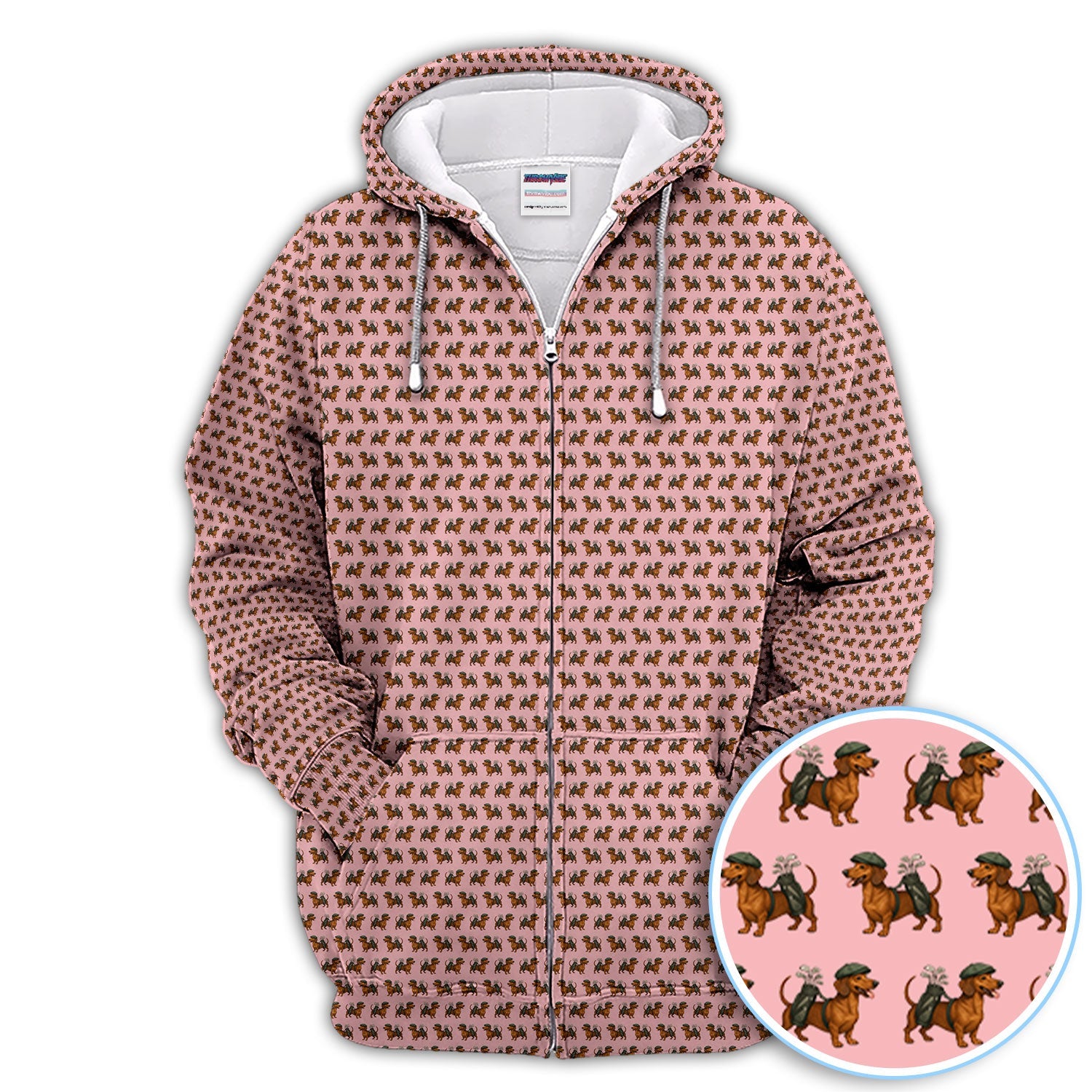 Dachshund Pattern Golf Polos, Crazy Dachshund Golf Shirt For Men, Funny Golf Shirt