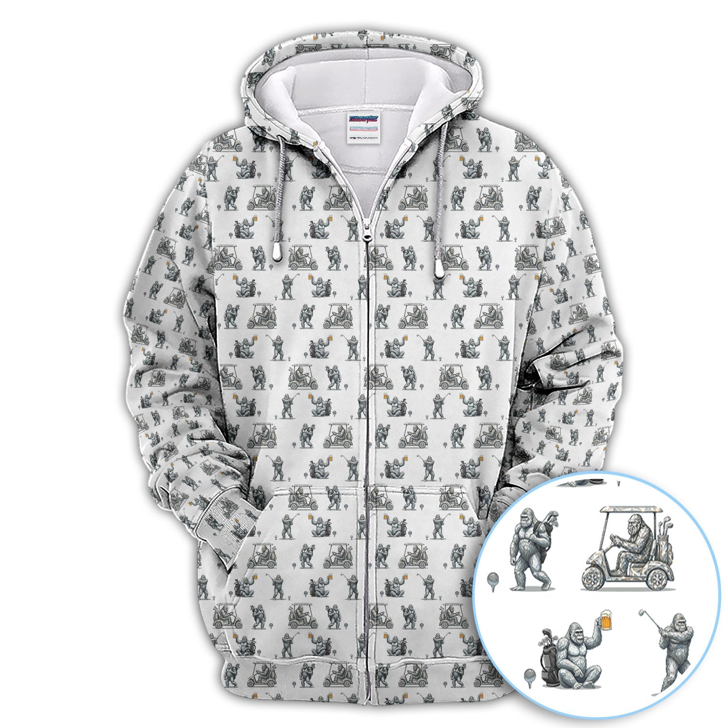 Funny Bigfoot Pattern Golf Shirt, Squatch Bigfoot Golf Polos, Crazy Golf Gift For Men