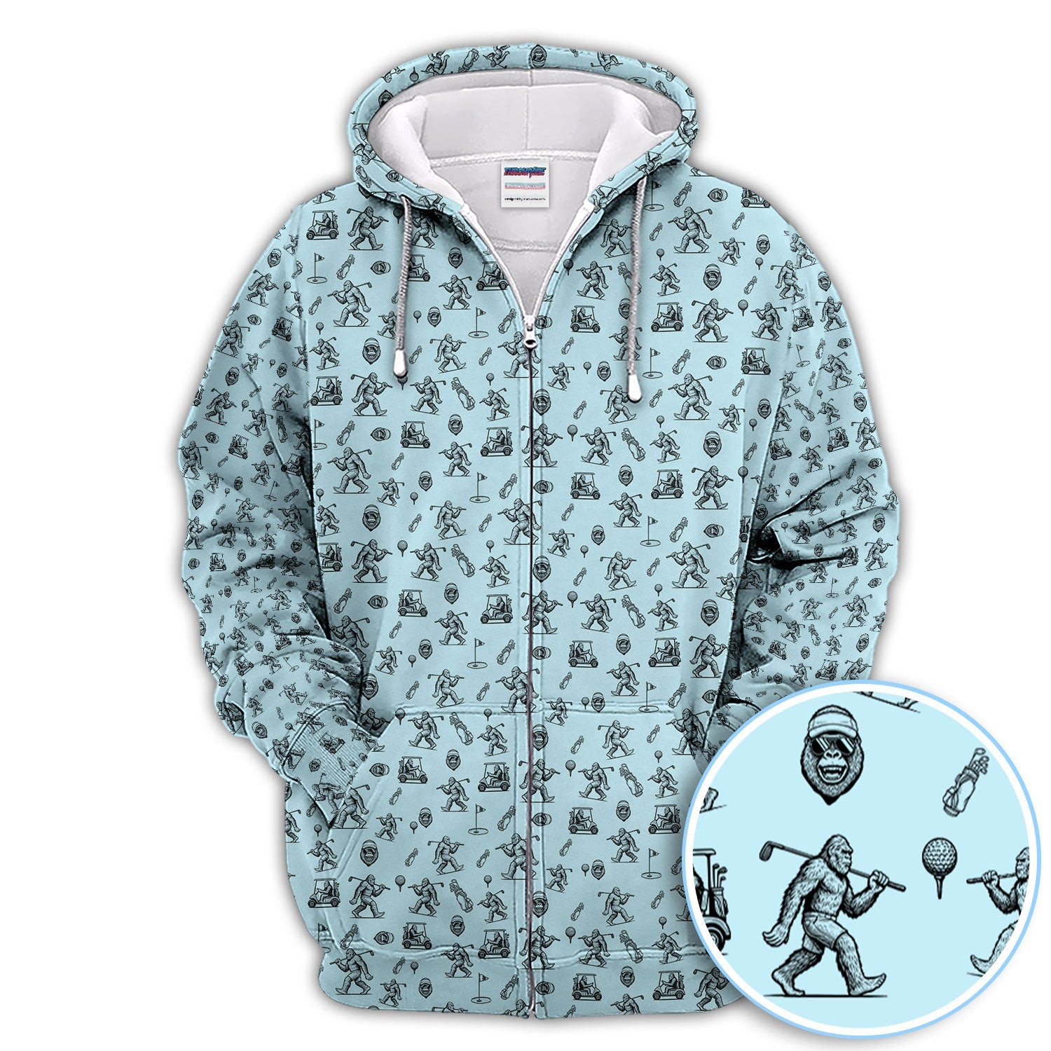 Squatch Bigfoot Pattern Golf Shirt, Funny Bigfoot Golf Polos, Golf Gift For Men