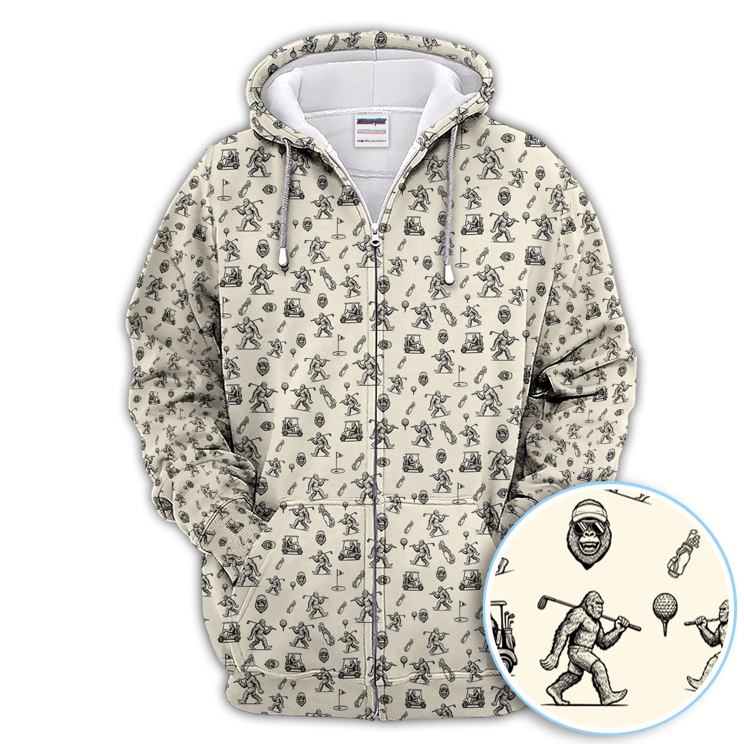 Squatch Bigfoot Pattern Golf Shirt, Funny Bigfoot Golf Polos, Golf Gift For Men
