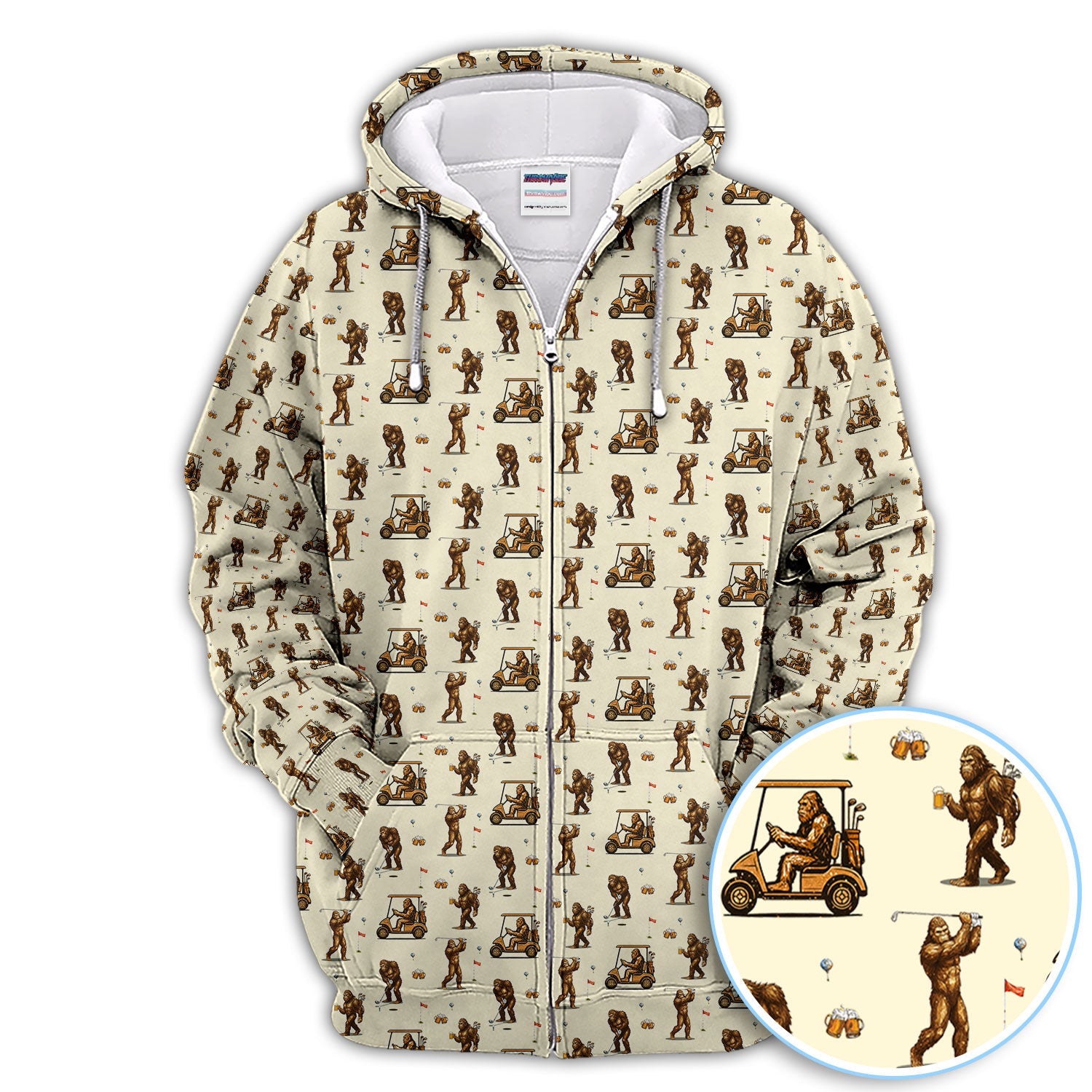Funny Bigfoot Golf Shirt, Squatch Bigfoot And Beer Pattern Golf  Polos, Crazy Golf Gift For Golfer