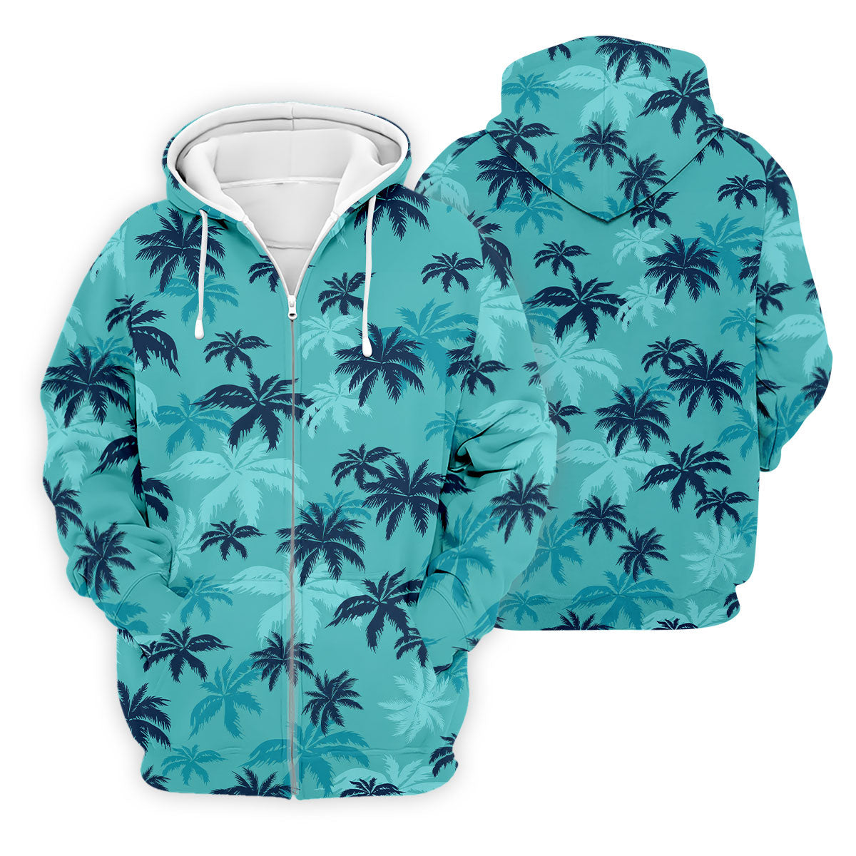 Turquoise Palm Tree Tropical Golf Shirt, Men's Polo Shirt, Hawaiian Golf Shirt, Performance Golf Shirt