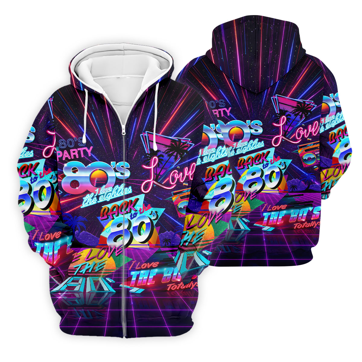 80s Retro Party Golf Shirt, Neon Synthwave Sunset Pattern, Golf Shirt For Men