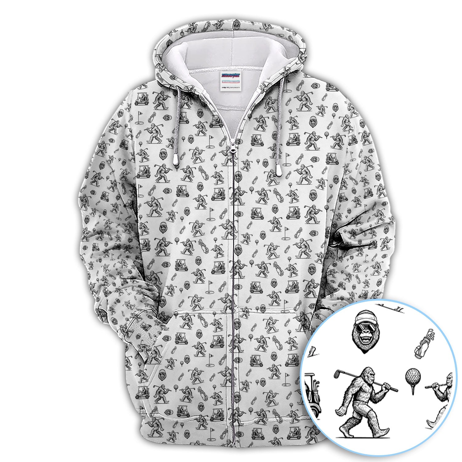 Squatch Bigfoot Pattern Golf Shirt, Funny Bigfoot Golf Polos, Golf Gift For Men