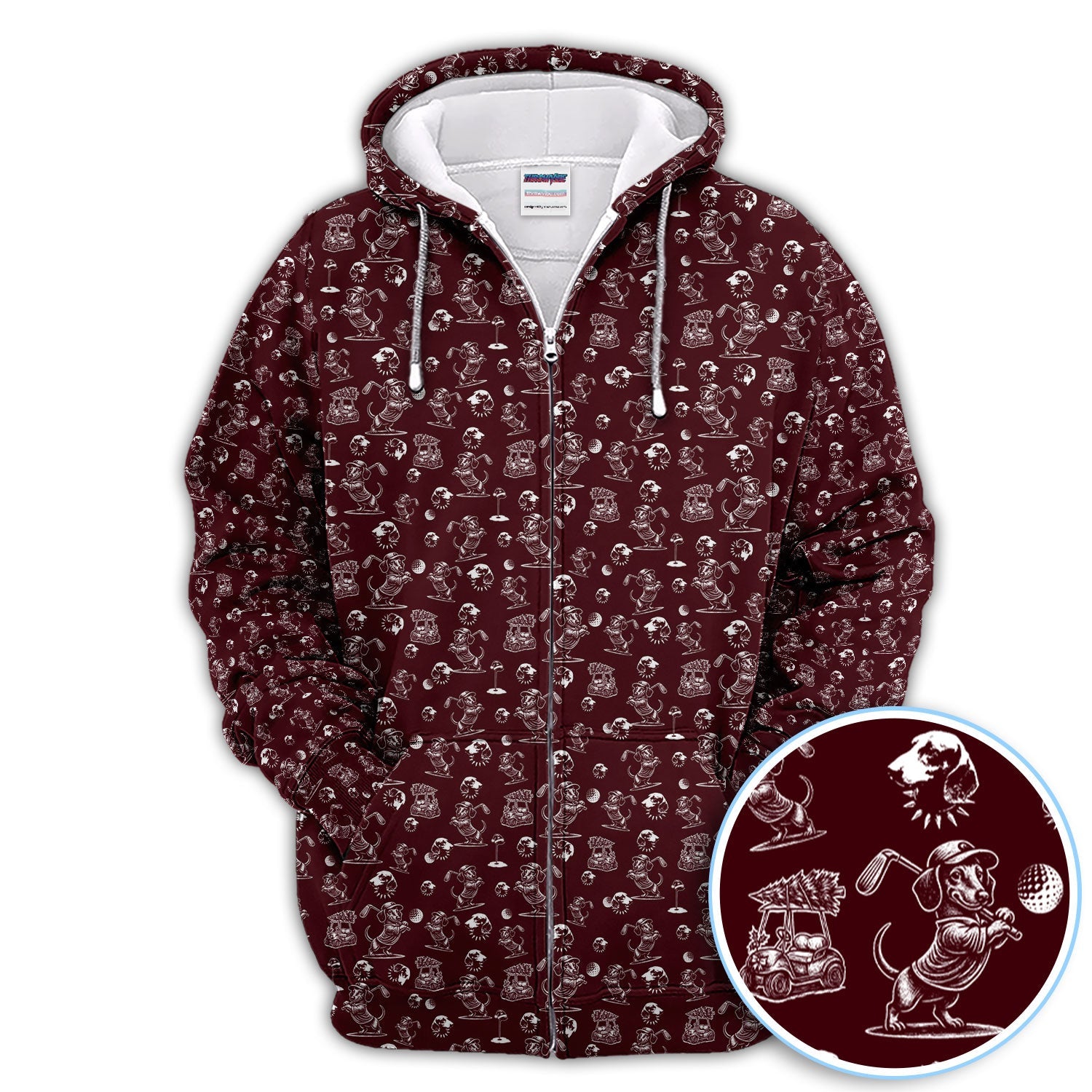 Dachshund Pattern Golf Shirt for Men, Funny Golf Polos, Golf Gift For Men