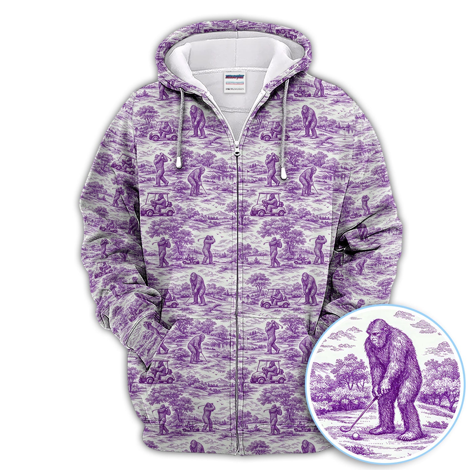 Crazy Bigfoot Pattern Golf Polos, Funny Sasquatch Golf Shirt For Men, Golf Gift For Golfer