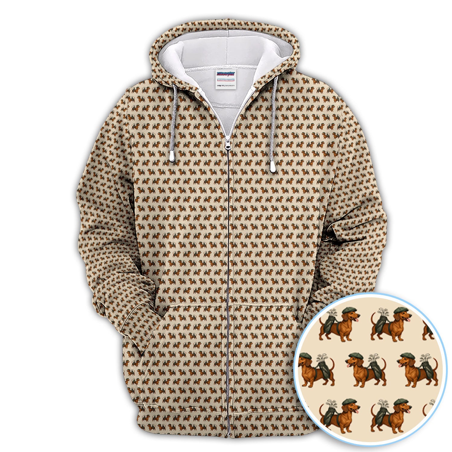 Dachshund Pattern Golf Polos, Crazy Dachshund Golf Shirt For Men, Funny Golf Shirt