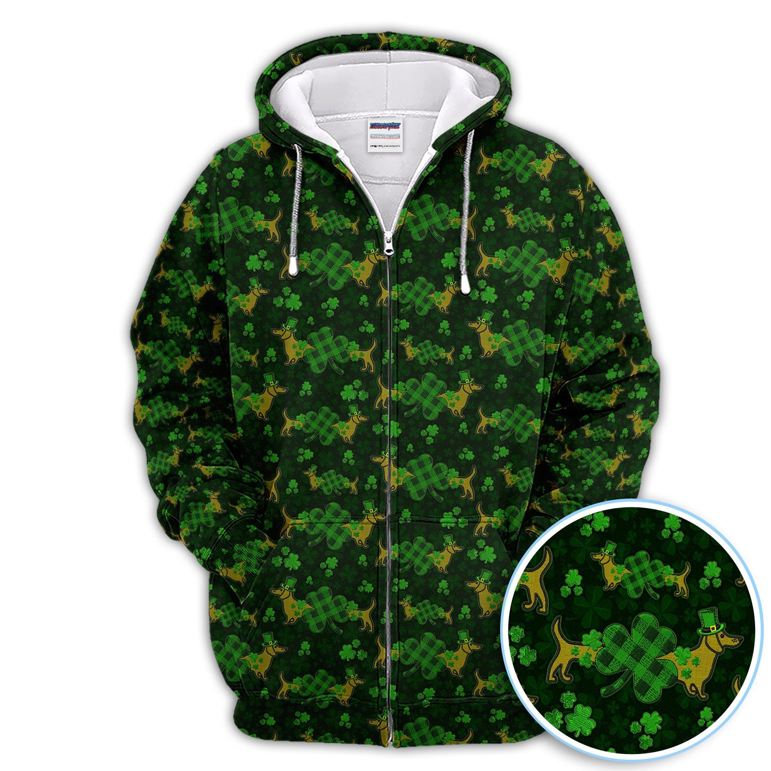 St. Patrick’s Day Golf Polos, Funny Dachshund Shamrock Golf Shirt For Men, Crazy Golf Gift For Golfer