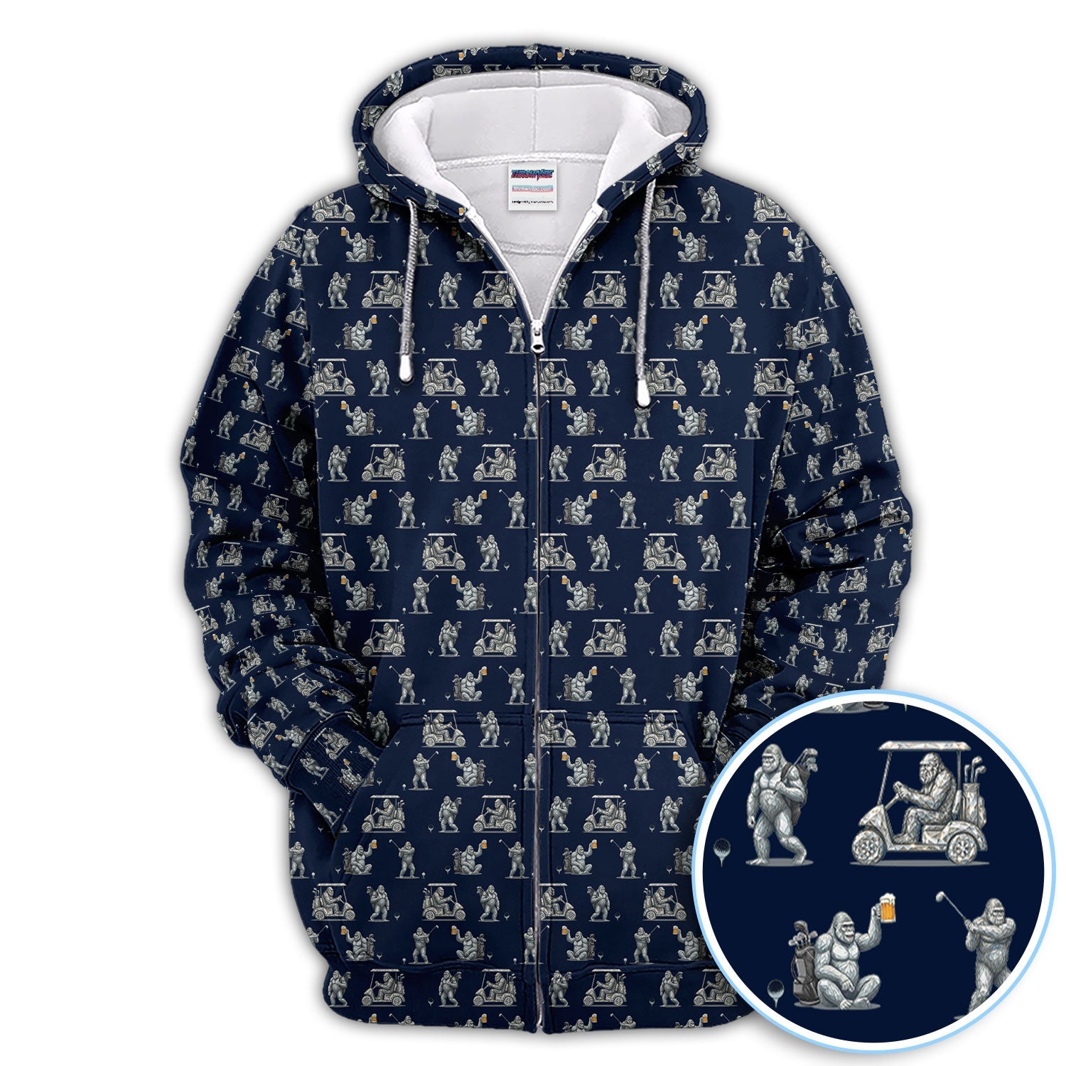 Funny Bigfoot Pattern Golf Shirt, Squatch Bigfoot Golf Polos, Crazy Golf Gift For Men