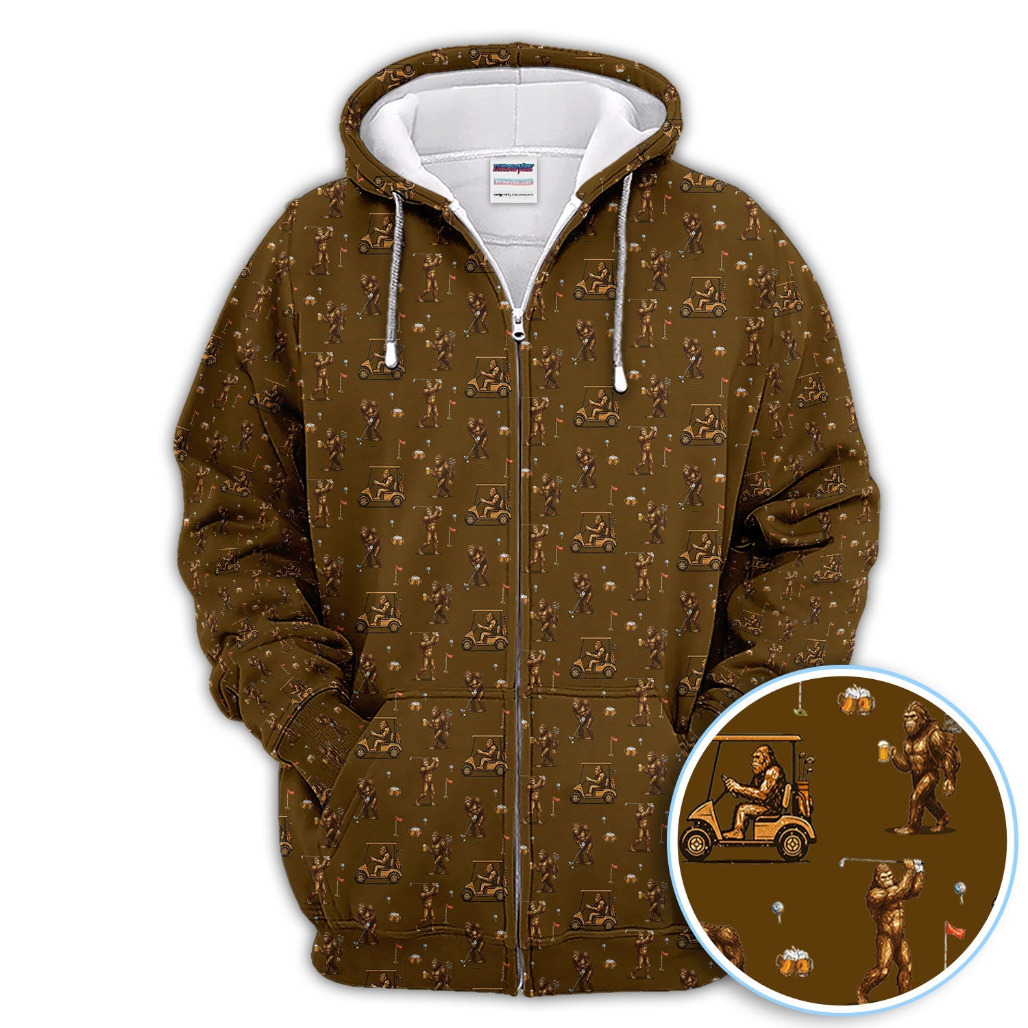 Funny Bigfoot Golf Shirt, Squatch Bigfoot And Beer Pattern Golf  Polos, Crazy Golf Gift For Golfer