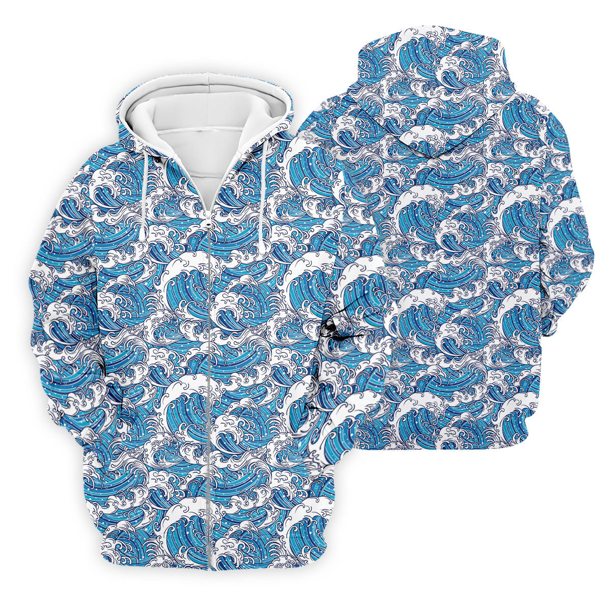Blue Ocean Wave Pattern Golf Shirt, Hawaiian Golf Shirt, Mens Golf Shirts, Golf Apparel For Men
