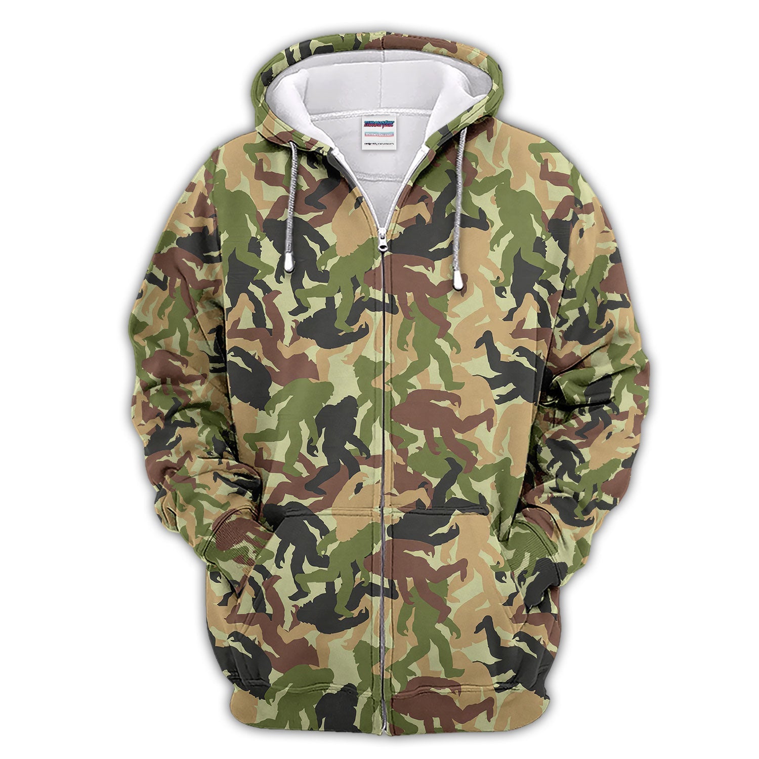 Bigfoot Camo Pattern Golf Polos, Crazy Sasquatch Golf Shirt, Funny Golf Gift For Golfer