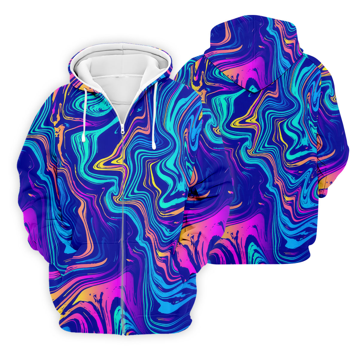 Vibrant Abstract Liquid Pattern Golf Shirt, Mens Polo Shirt, Performance Golf Shirt, Hawaiian Golf Shirt