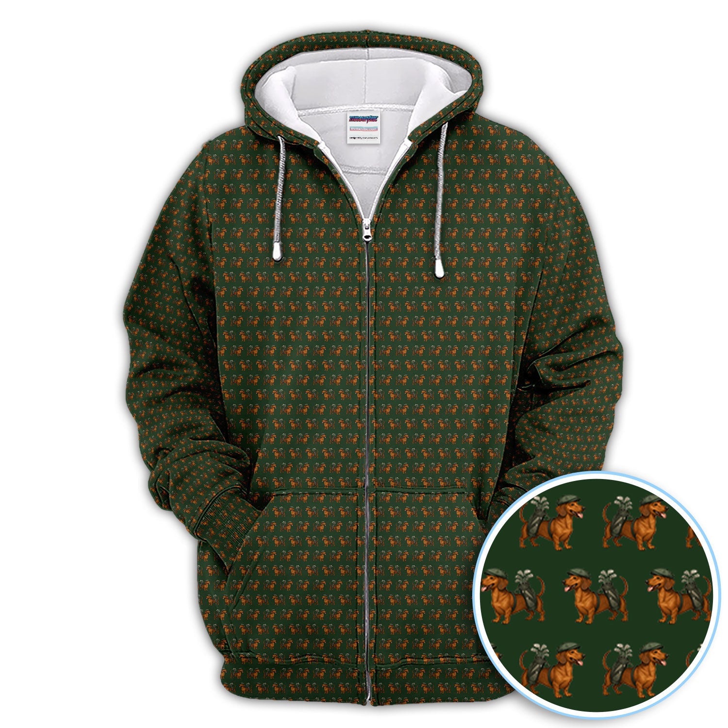 Dachshund Pattern Golf Polos, Crazy Dachshund Golf Shirt For Men, Funny Golf Shirt