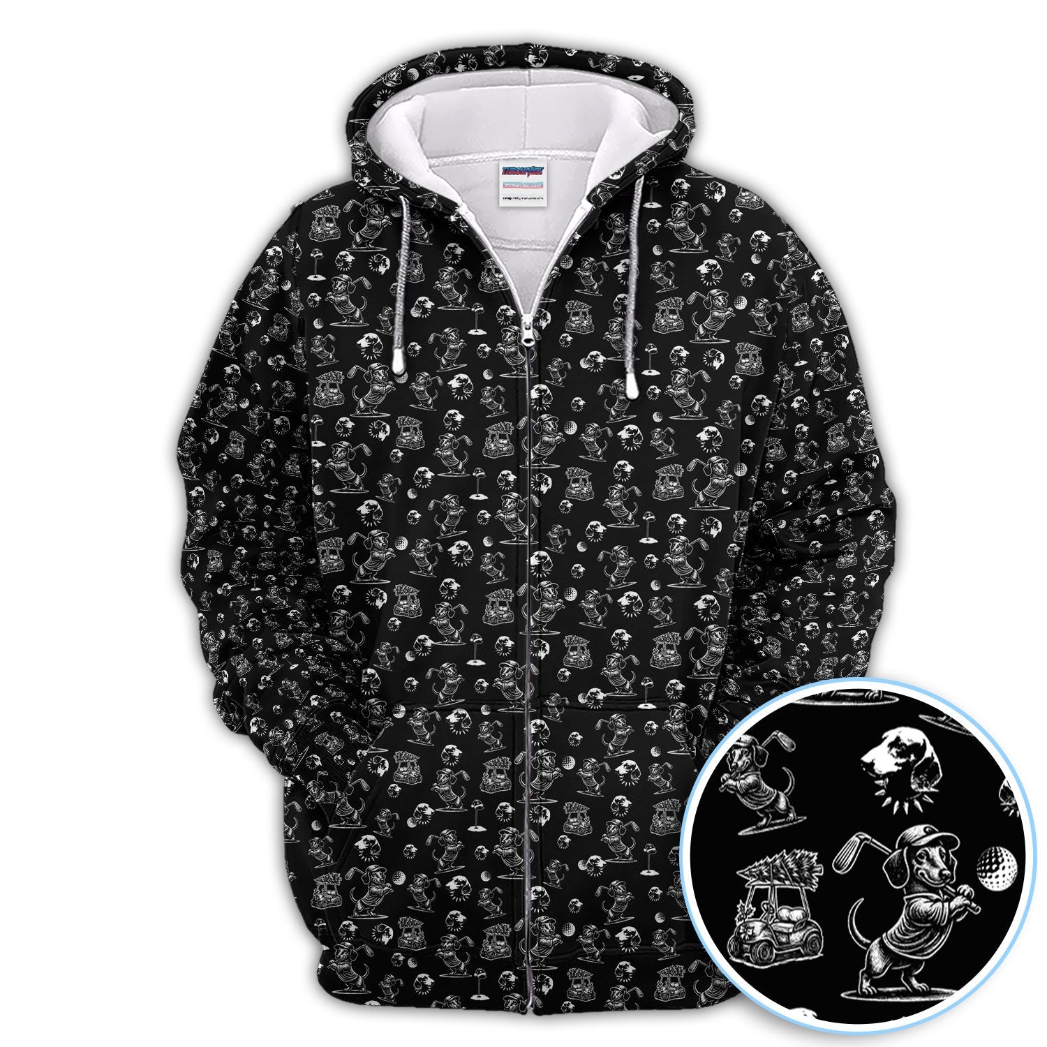 Dachshund Pattern Golf Shirt for Men, Funny Golf Polos, Golf Gift For Men