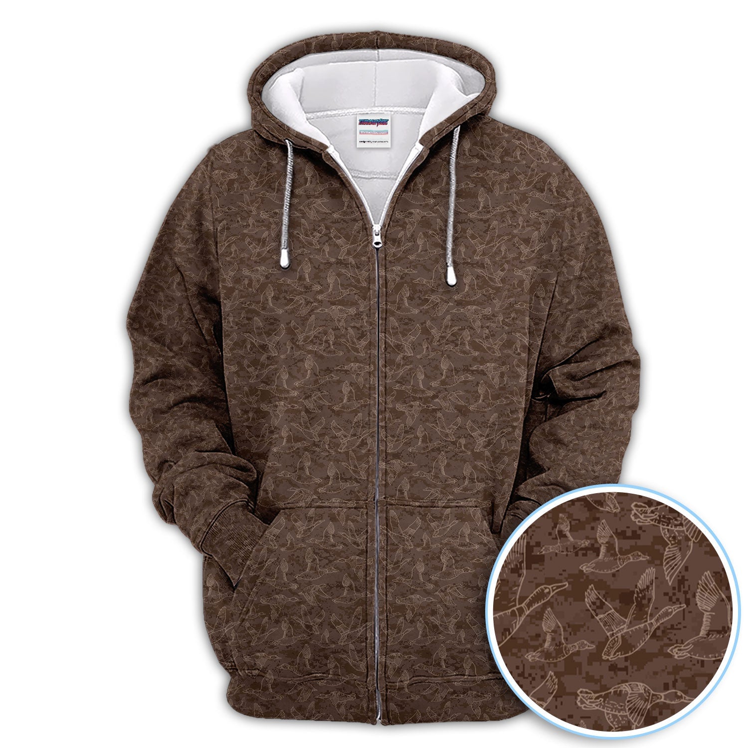 Funny Duck Pattern Golf Polos, Brown Camouflage Style Shirt For Men, Cool Outdoor Golf Shirt Gift For Golfers