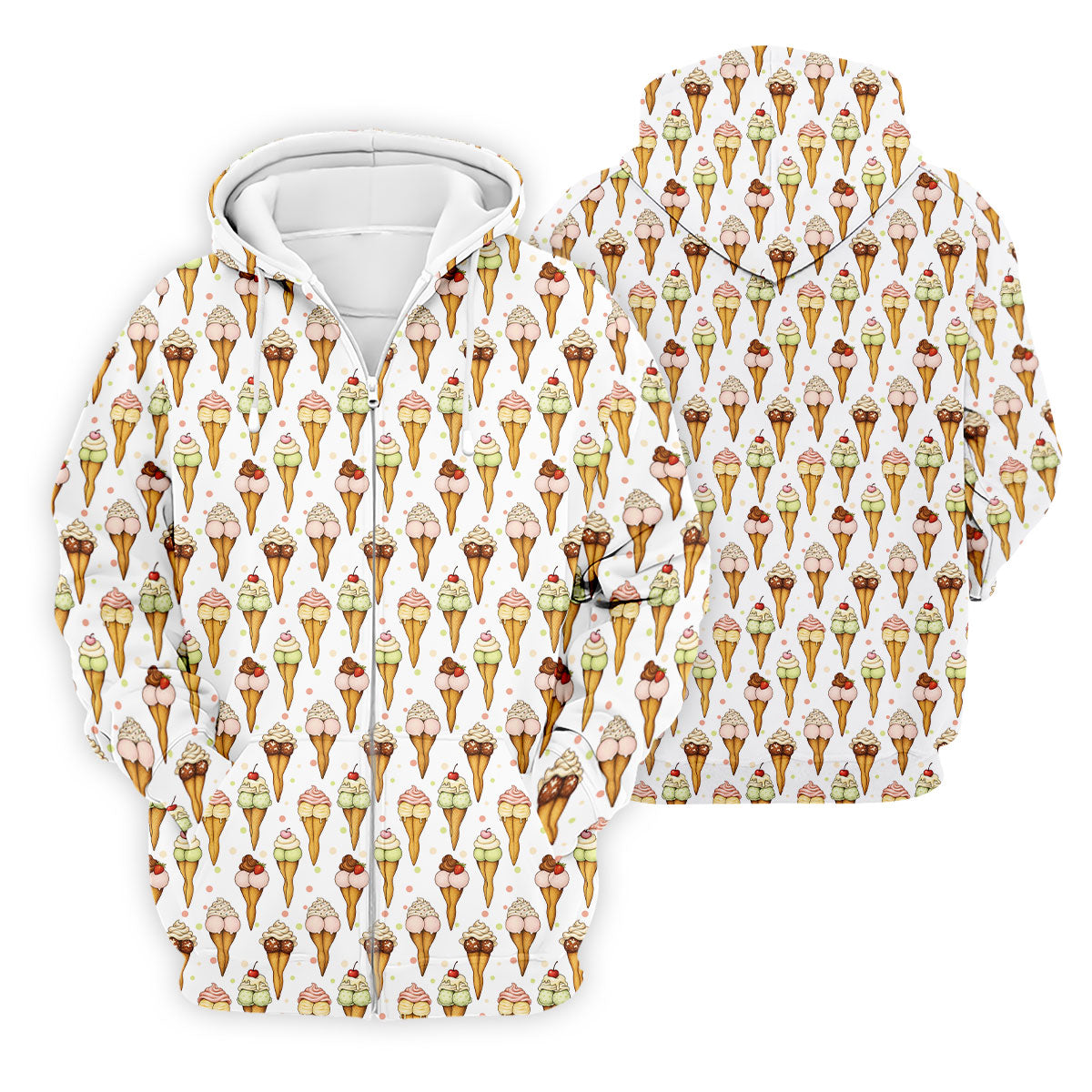 Adult Humor Ice Cream Golf Shirt, Funny Cone Pattern, Golf Shirt For Men