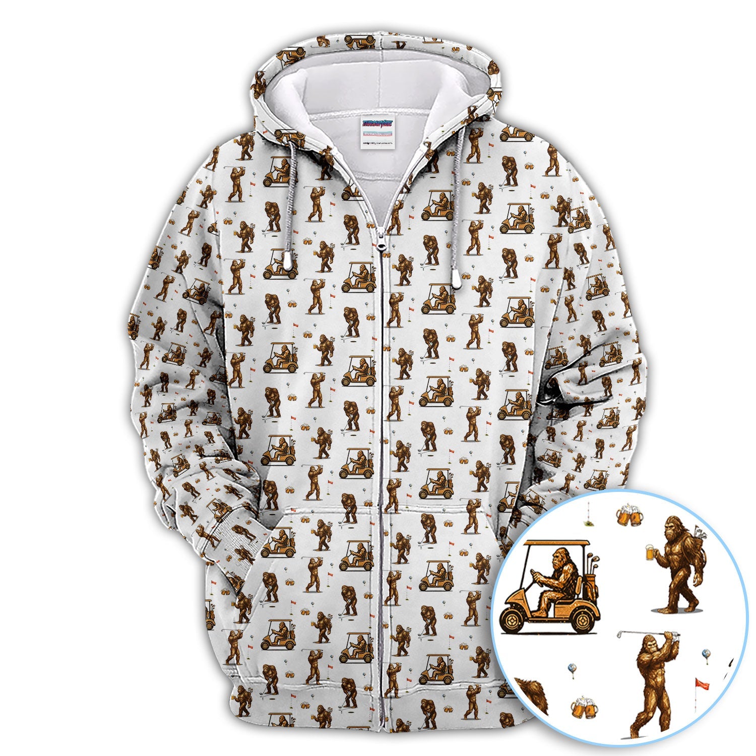 Funny Bigfoot Golf Shirt, Squatch Bigfoot And Beer Pattern Golf  Polos, Crazy Golf Gift For Golfer