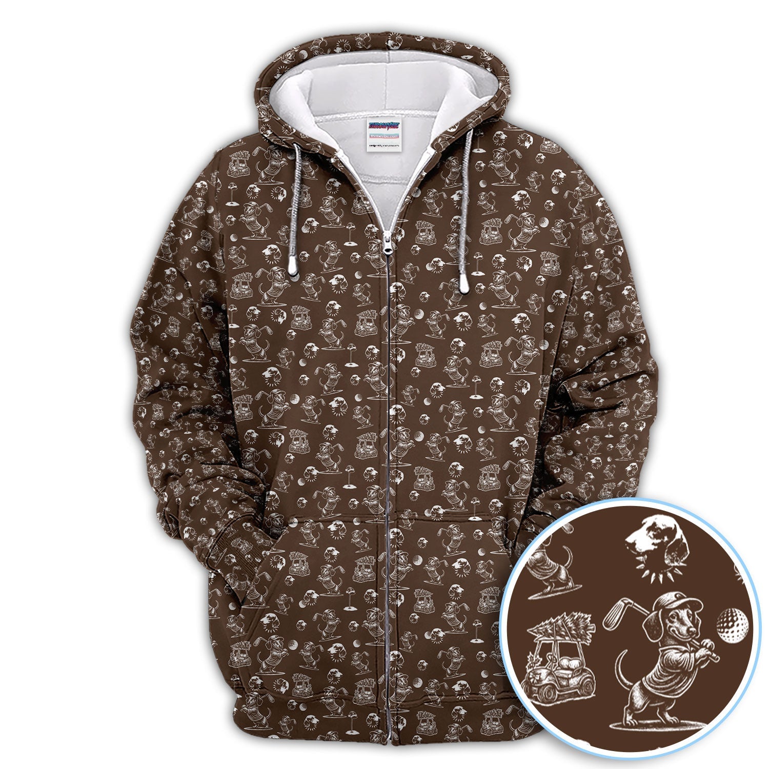 Dachshund Pattern Golf Shirt for Men, Funny Golf Polos, Golf Gift For Men