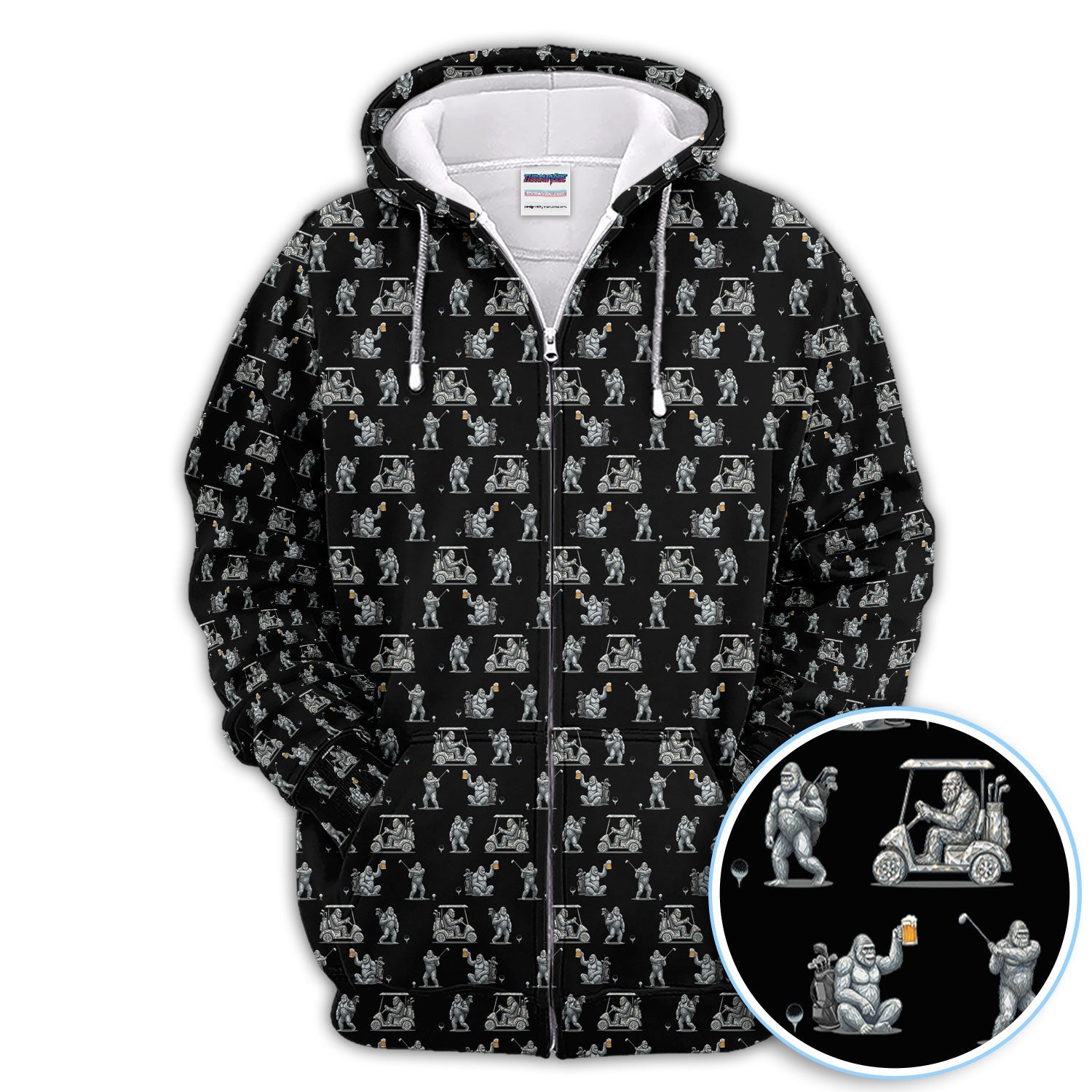 Funny Bigfoot Pattern Golf Shirt, Squatch Bigfoot Golf Polos, Crazy Golf Gift For Men