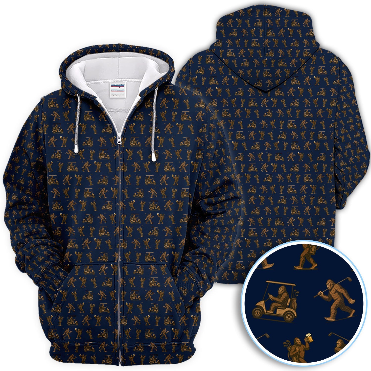 Funny Golf Pattern Shirt, Bigfoot Golf Shirt For Men, Crazy Golf Gift For Golfer