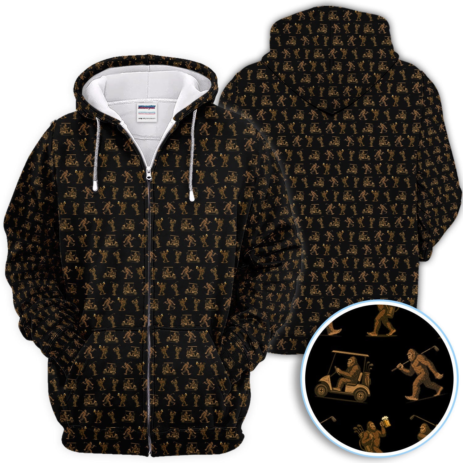 Funny Golf Pattern Shirt, Bigfoot Golf Shirt For Men, Crazy Golf Gift For Golfer