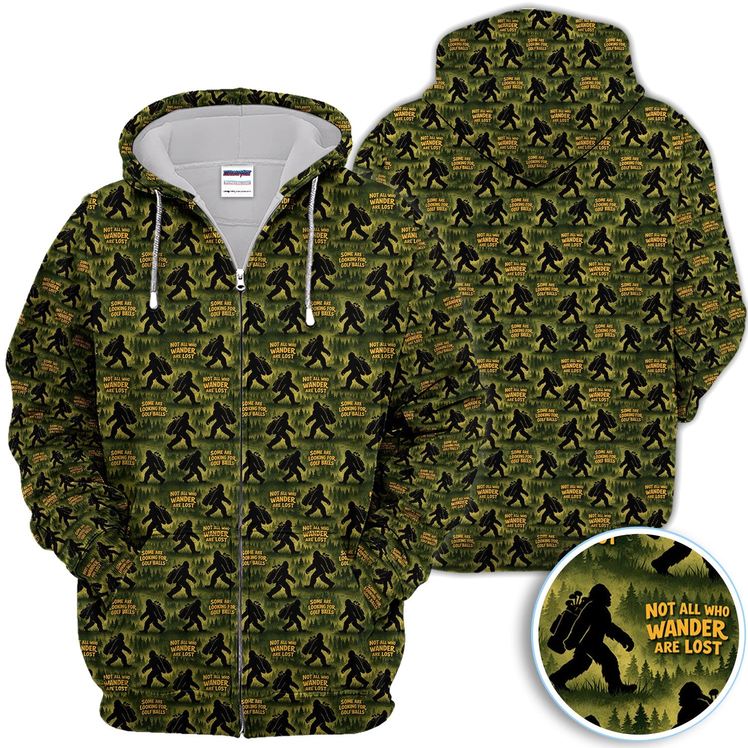Bigfoot Wander Quote Pattern Golf Shirt, Sasquatch Golfer Forest Golf Shirt For Men, Golfer Gift