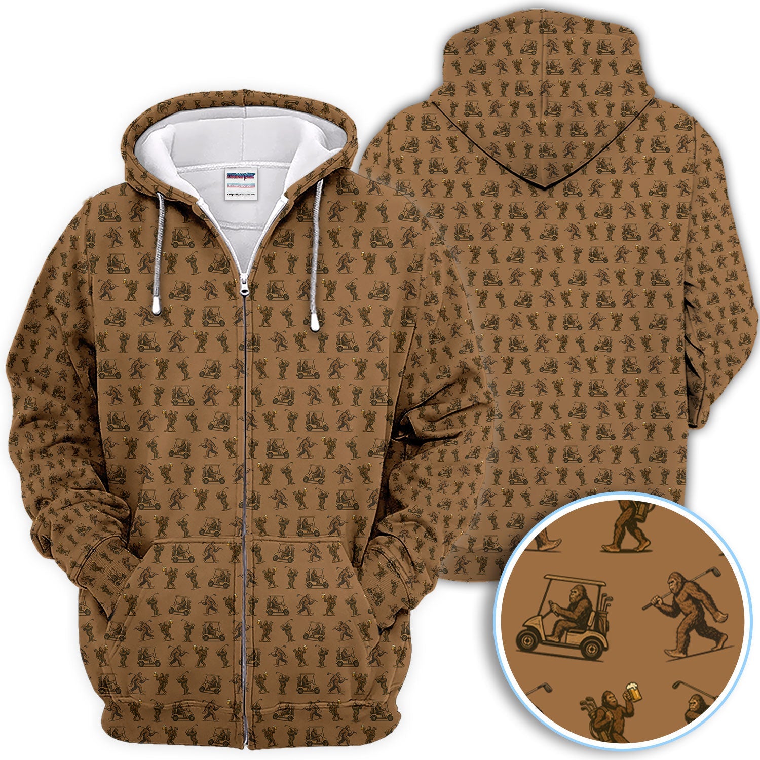 Funny Golf Pattern Shirt, Bigfoot Golf Shirt For Men, Crazy Golf Gift For Golfer