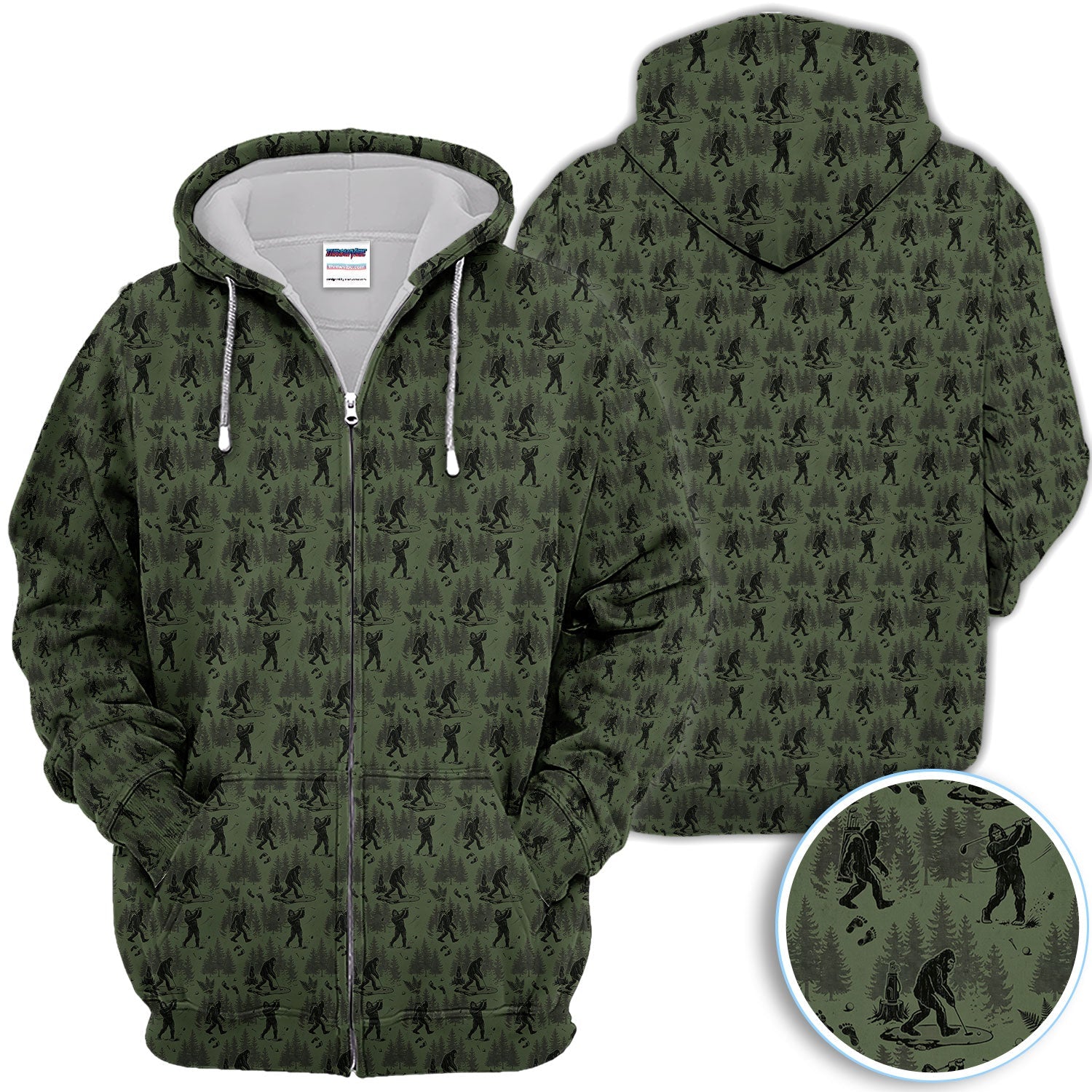 Bigfoot Forest Golf Polo Shirt, Sasquatch Camouflage Pattern Shirt For Men, Gofer Gift