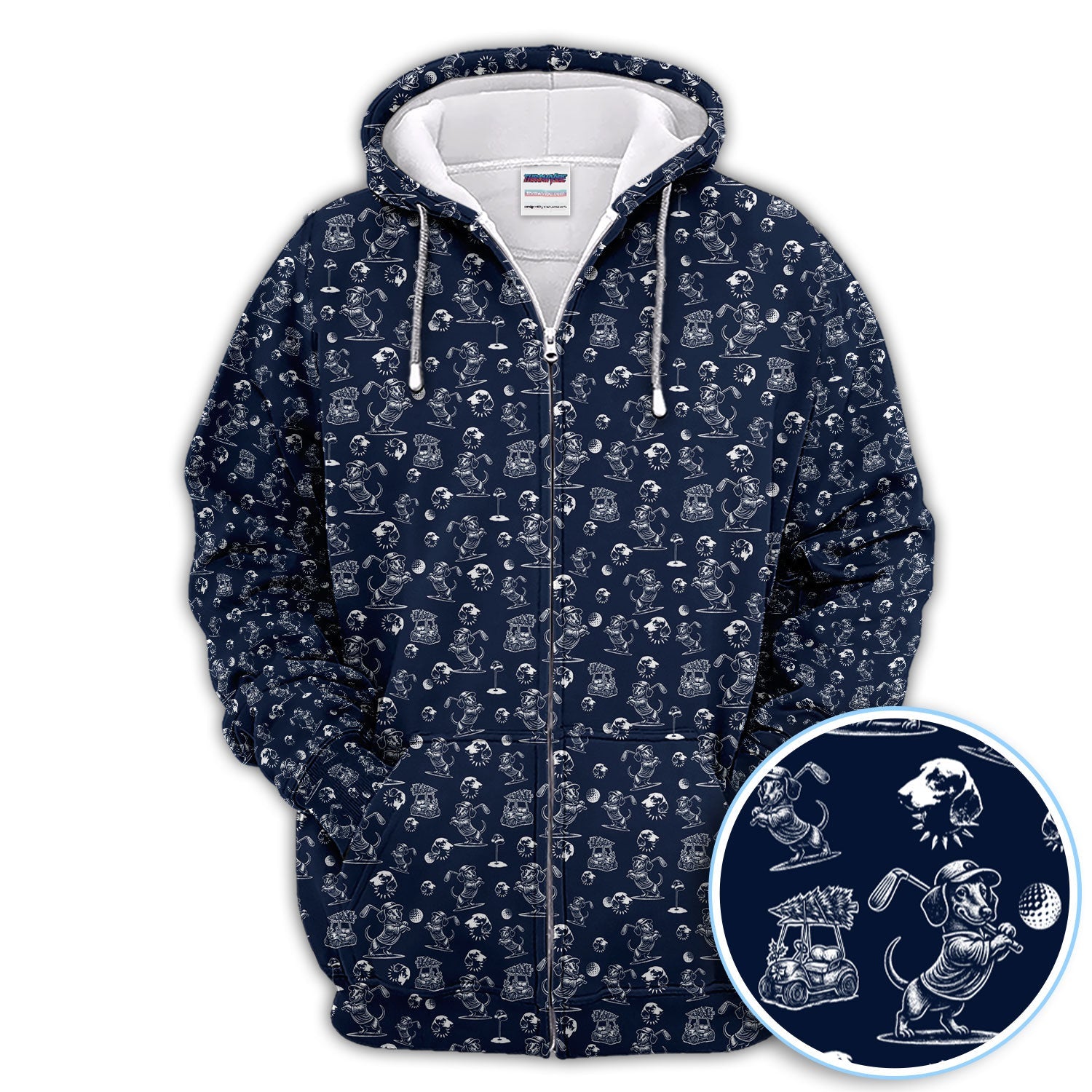 Dachshund Pattern Golf Shirt for Men, Funny Golf Polos, Golf Gift For Men