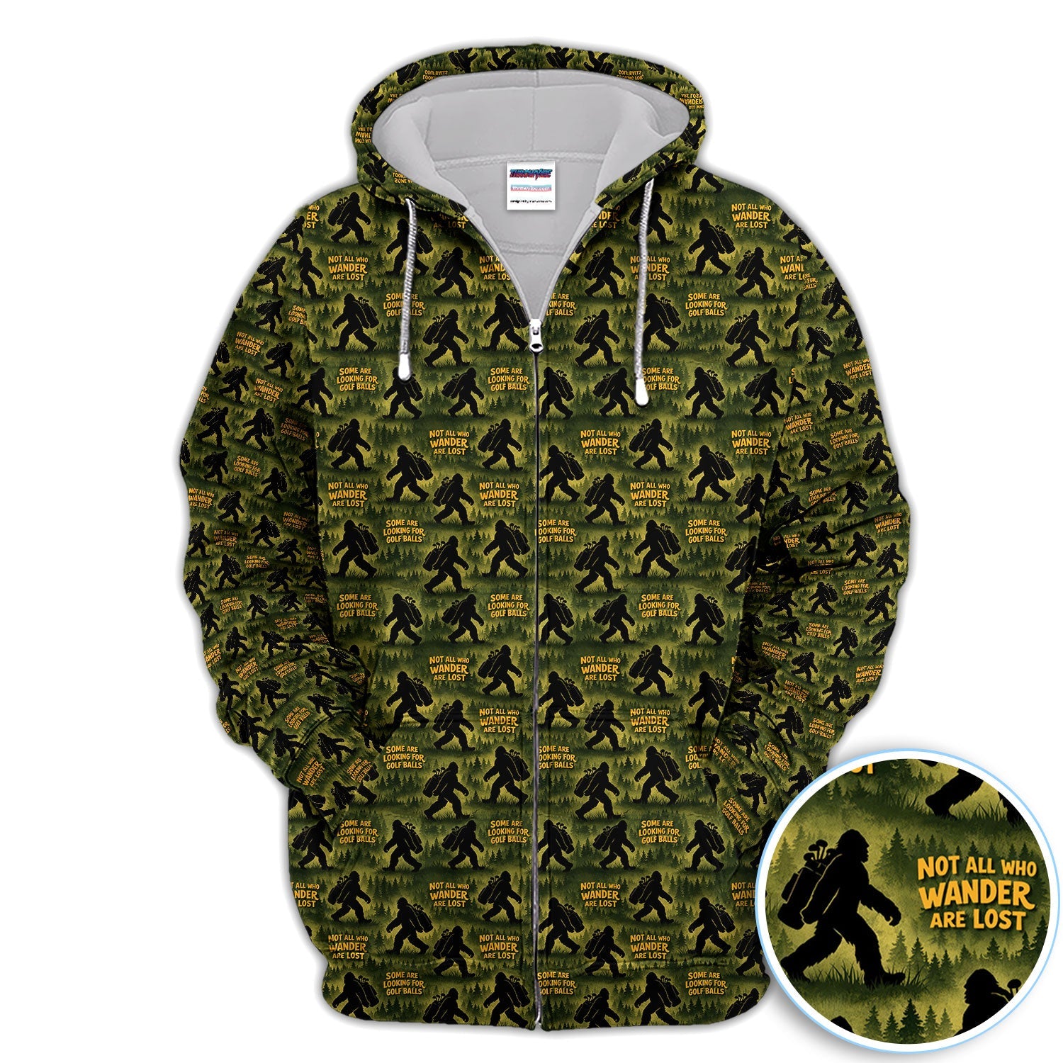 Bigfoot Wander Quote Pattern Golf Shirt, Sasquatch Golfer Forest Golf Shirt For Men, Golfer Gift