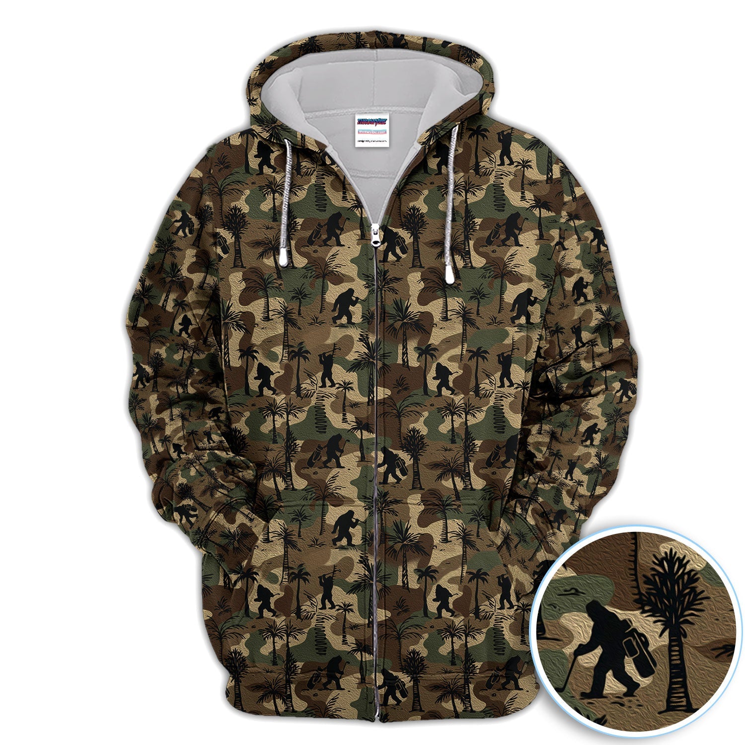 Bigfoot Camo Golf Polo Shirt, Funny Sasquatch Camouflage Polo For Men, Outdoor Golf Shirt