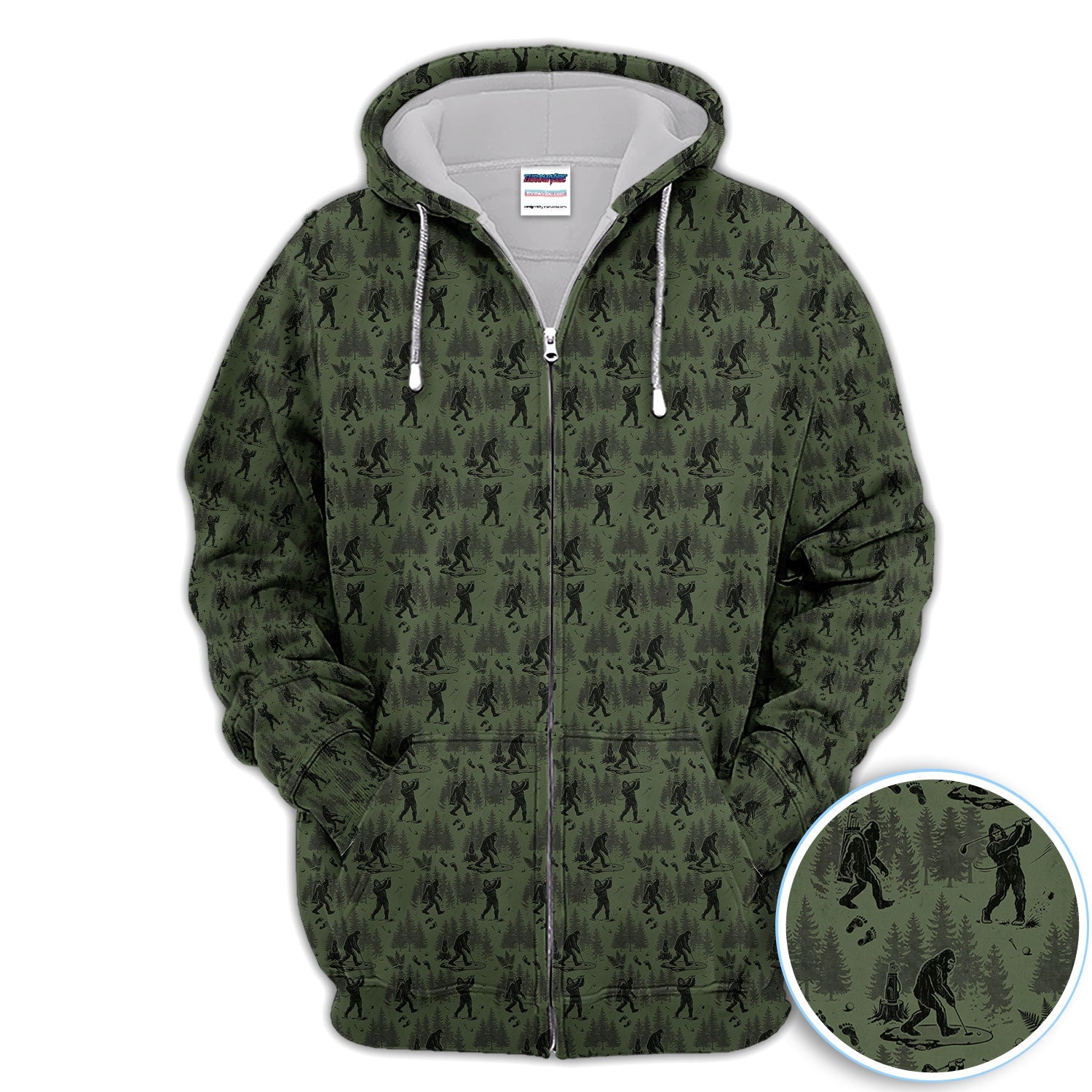 Bigfoot Forest Golf Polo Shirt, Sasquatch Camouflage Pattern Shirt For Men, Gofer Gift