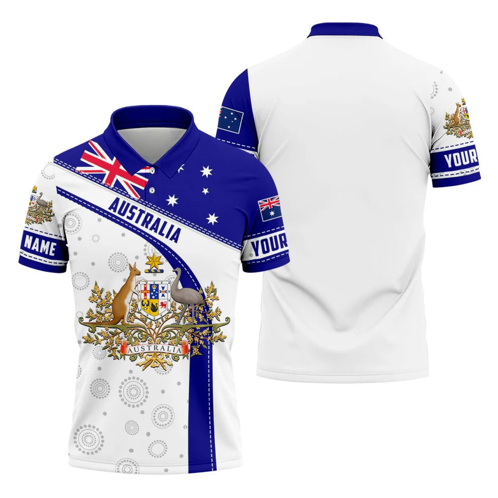 Australian Coat Of Arms Golf Tops For Men, Australia Flag Print Polo Shirts For Men
