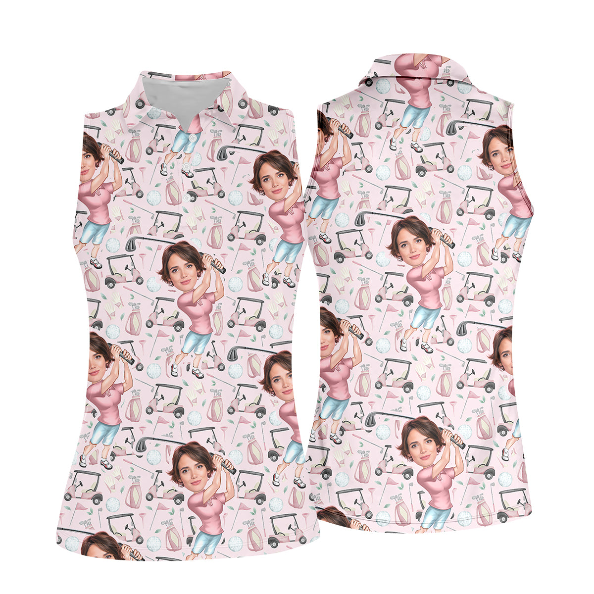 Custom Photo Golf Shirt, Funny Womens Golf Polo ShirtMothers Day Shirt