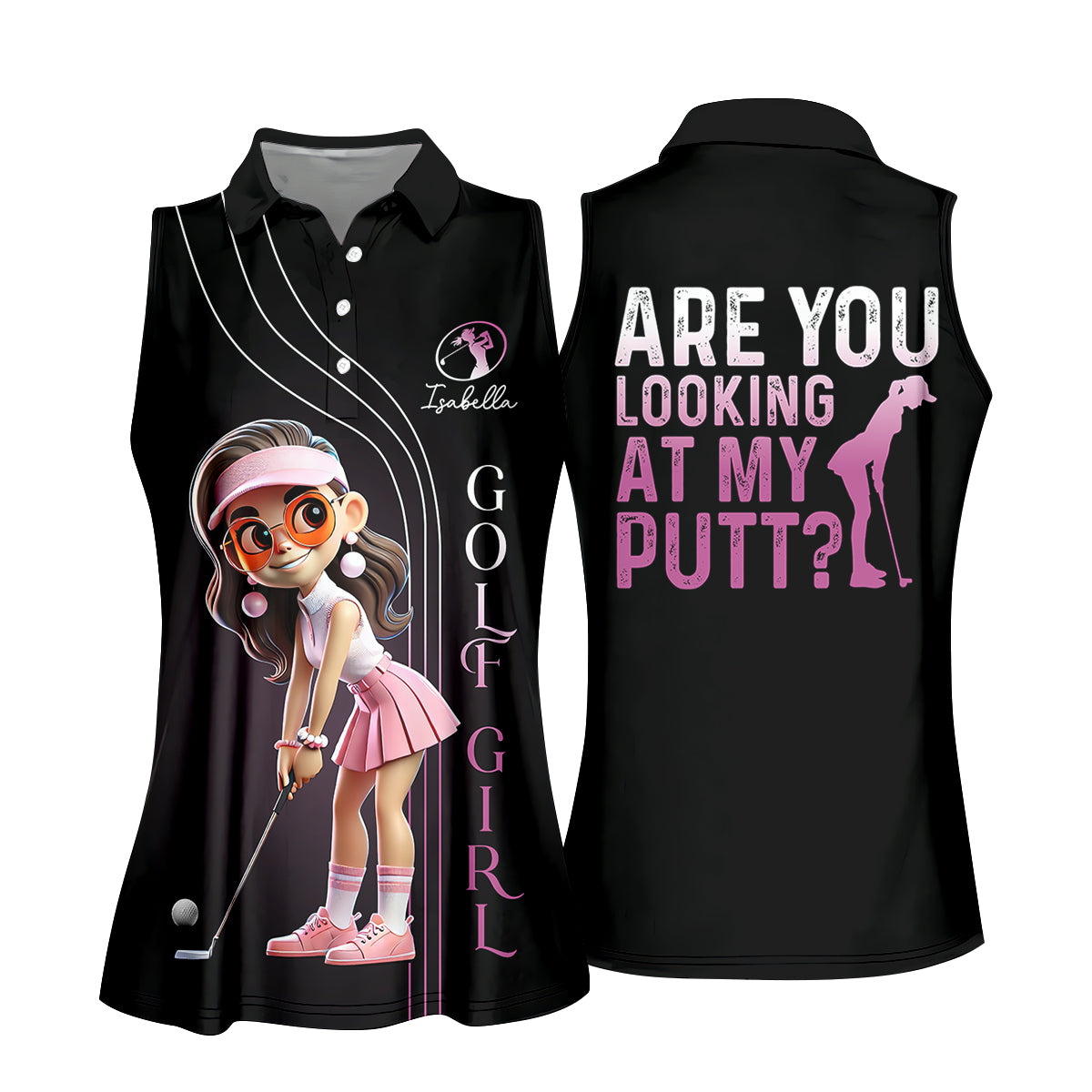 Are You Looking At My Putt Long Sleeve Polos Womens, Custom Ladies Golf Shirt
