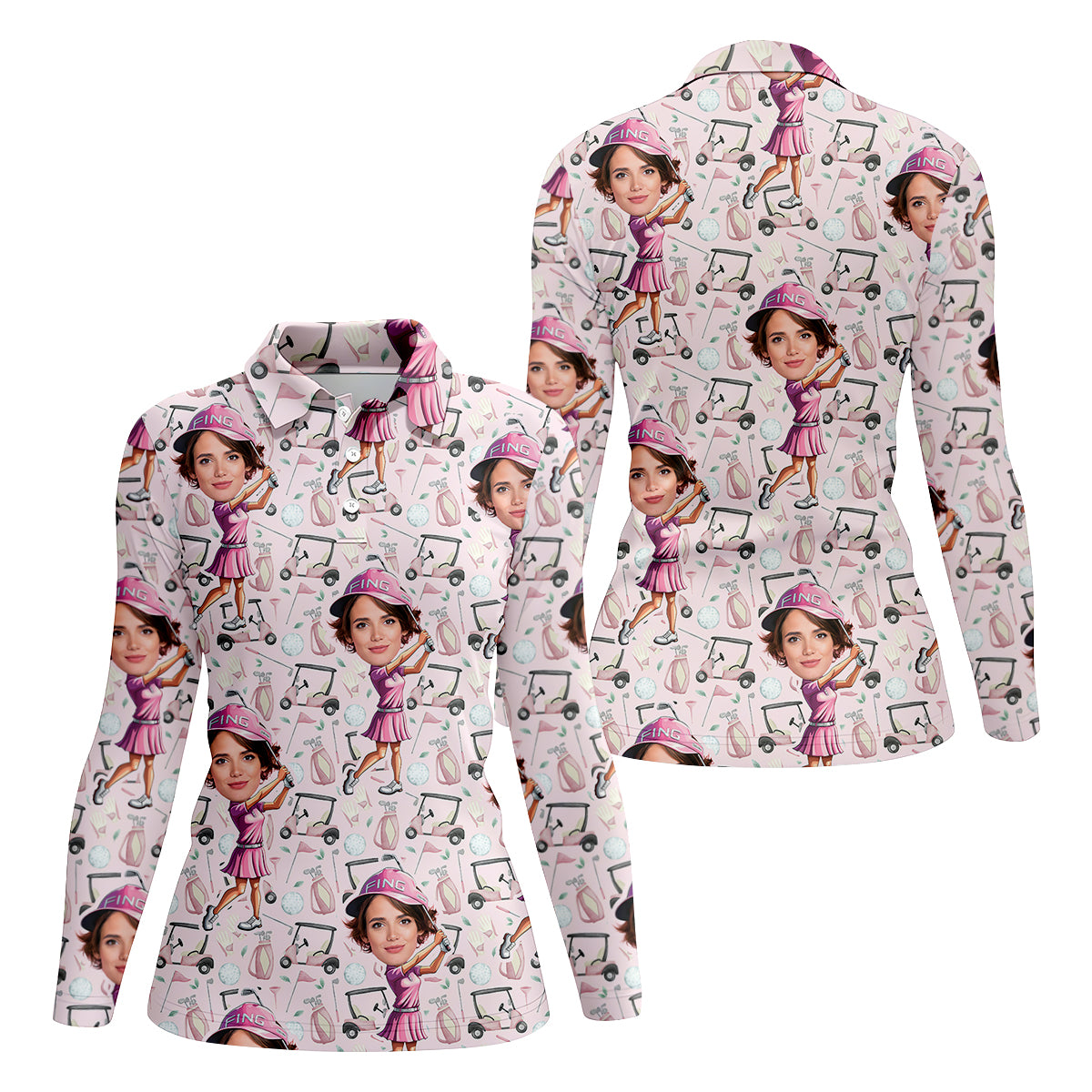 Custom Face Golf Shirt, Funny Womens Golf Polo ShirtMothers Day Shirt