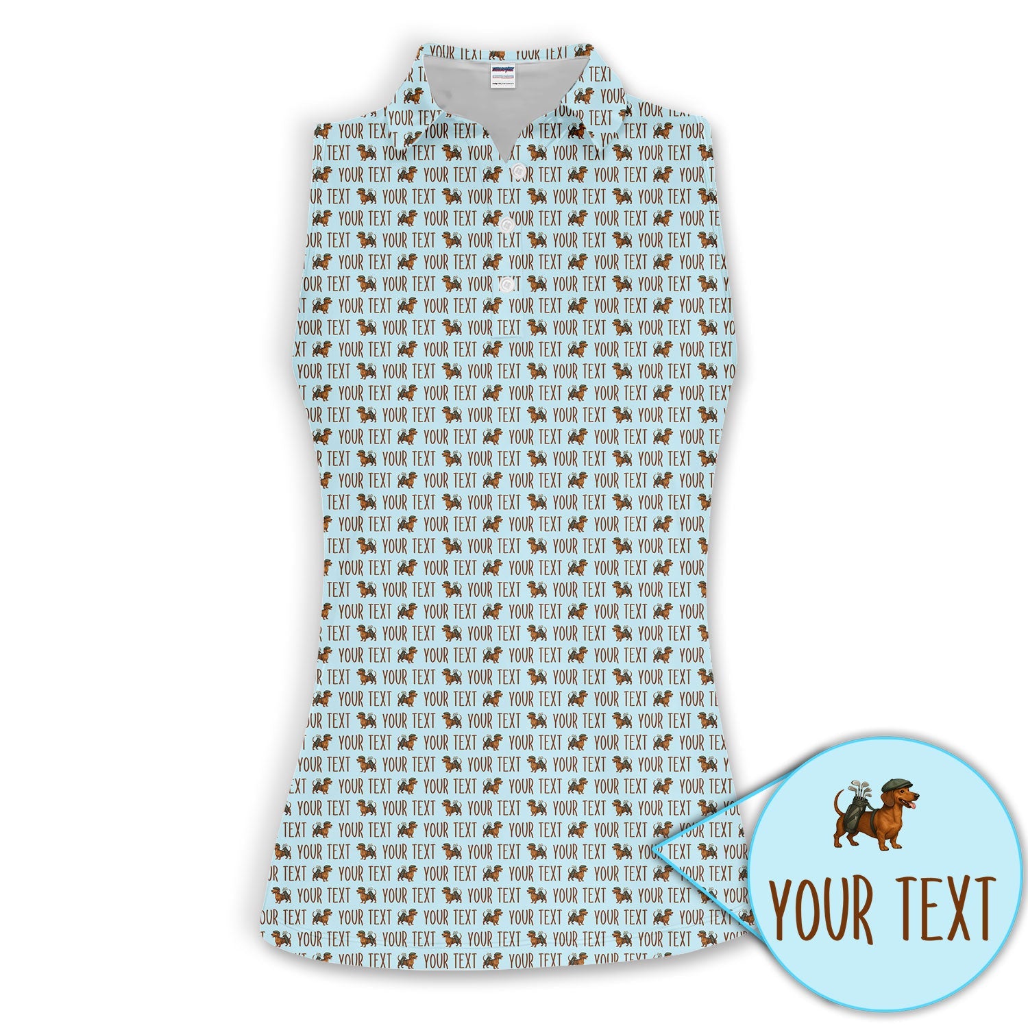 Personalized Dachshund Golf Polos, Seamless Pattern Golf Shirt For Women, Funny Golf Shirt