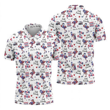 Par Then Bar Funny Flamingo Patriot Golf Shirt, 250th Anniversary Golf Shirts For Men, 4th Of July Golf Shirt